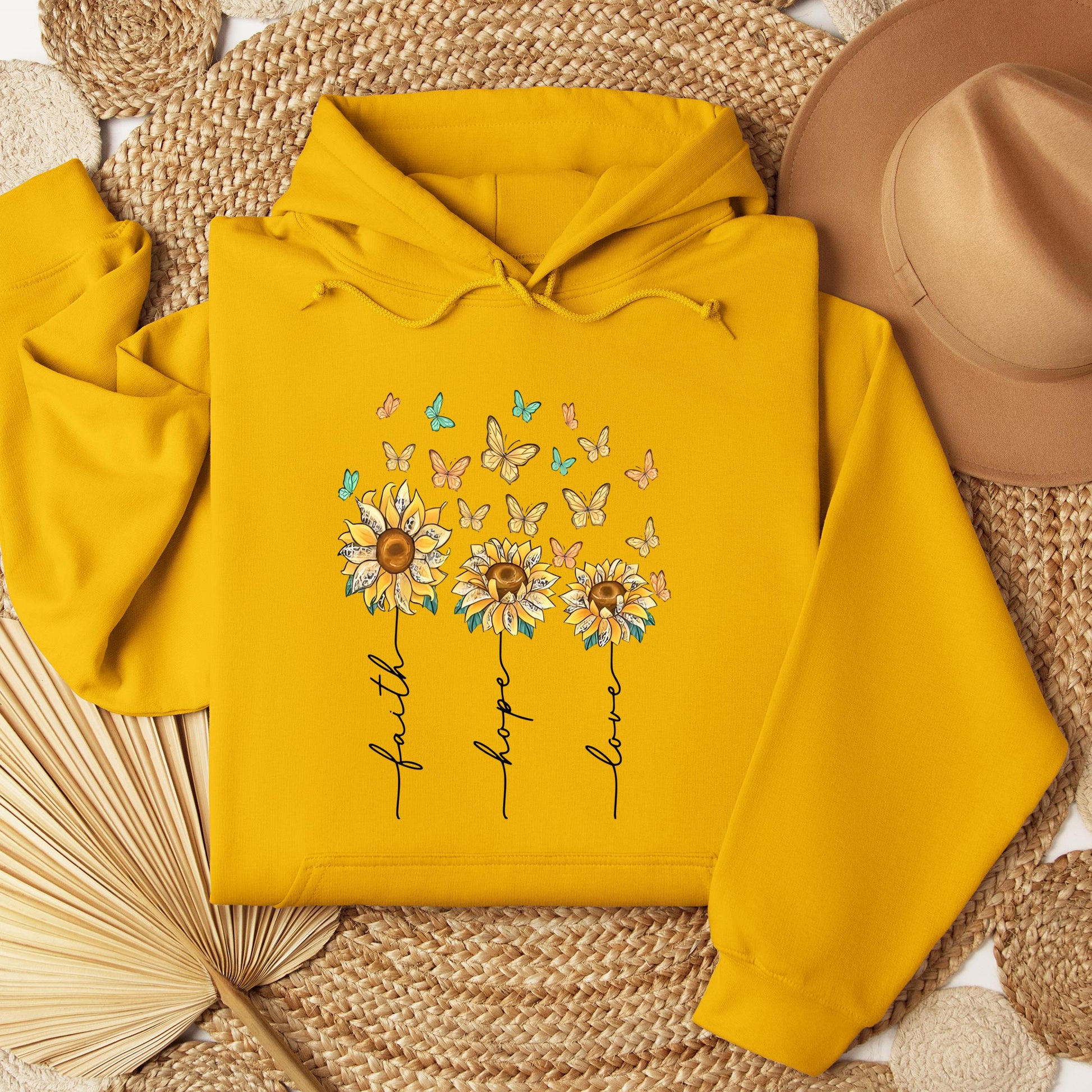 Faith Hope Love Sunflower And Butterflies