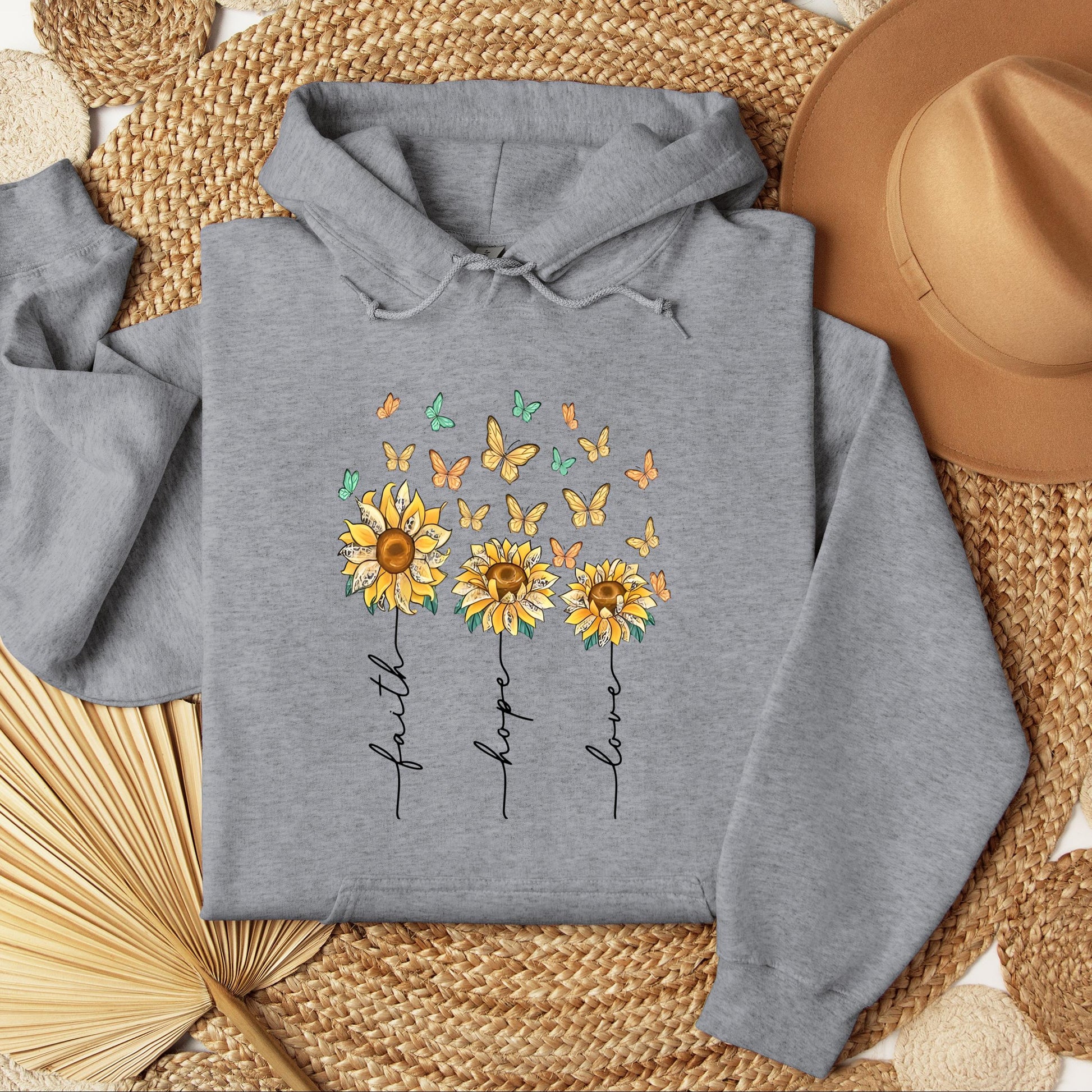 Faith Hope Love Sunflower And Butterflies