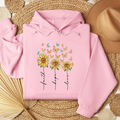 Faith Hope Love Sunflower And Butterflies