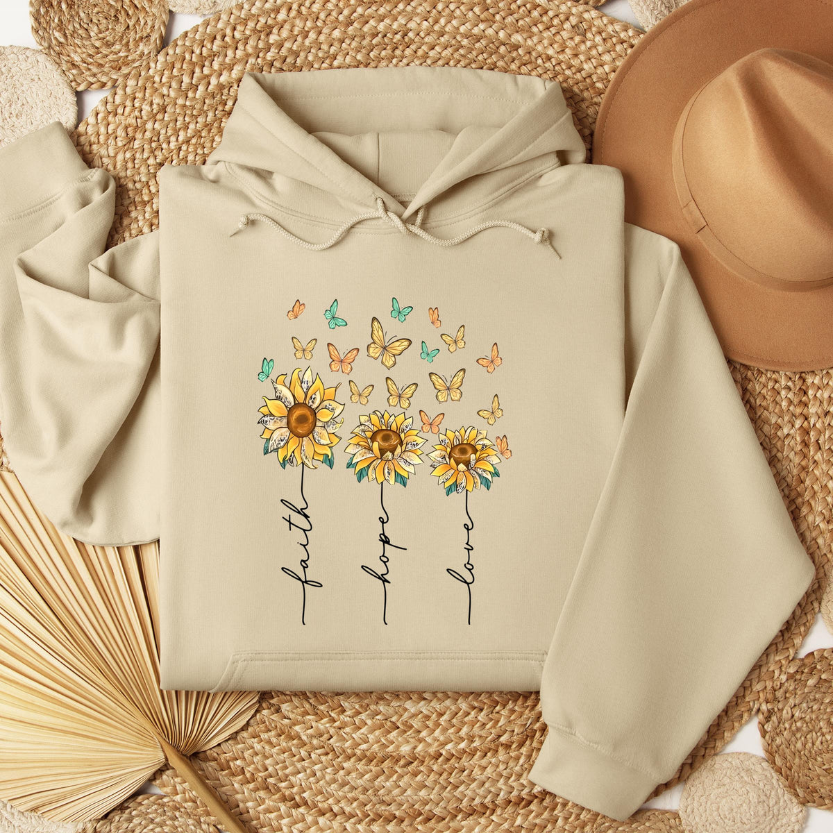Faith Hope Love Sunflower And Butterflies