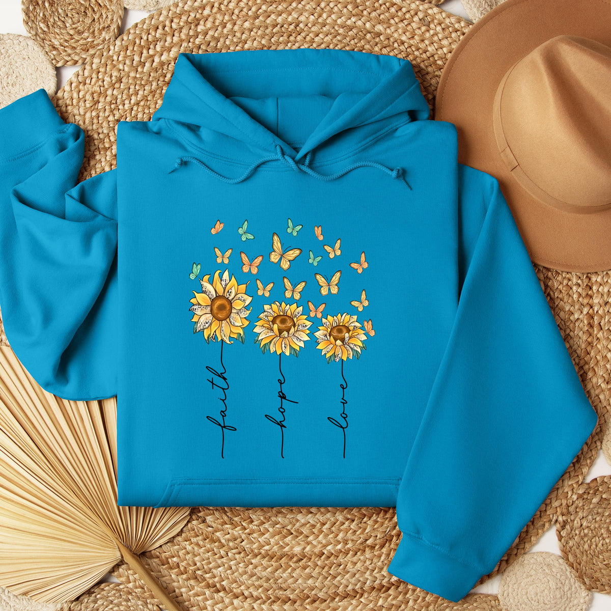Faith Hope Love Sunflower And Butterflies