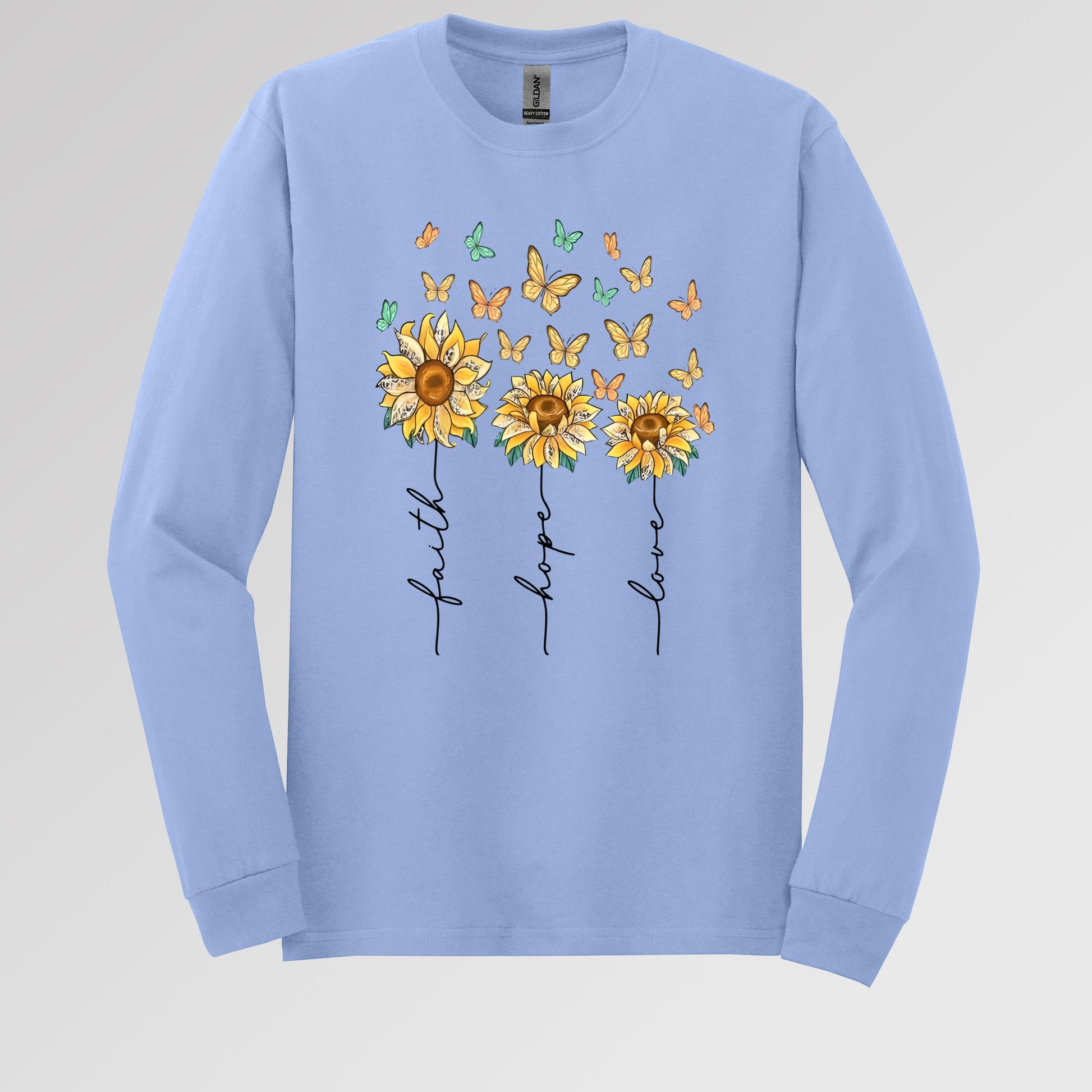 Faith Hope Love Sunflower And Butterflies