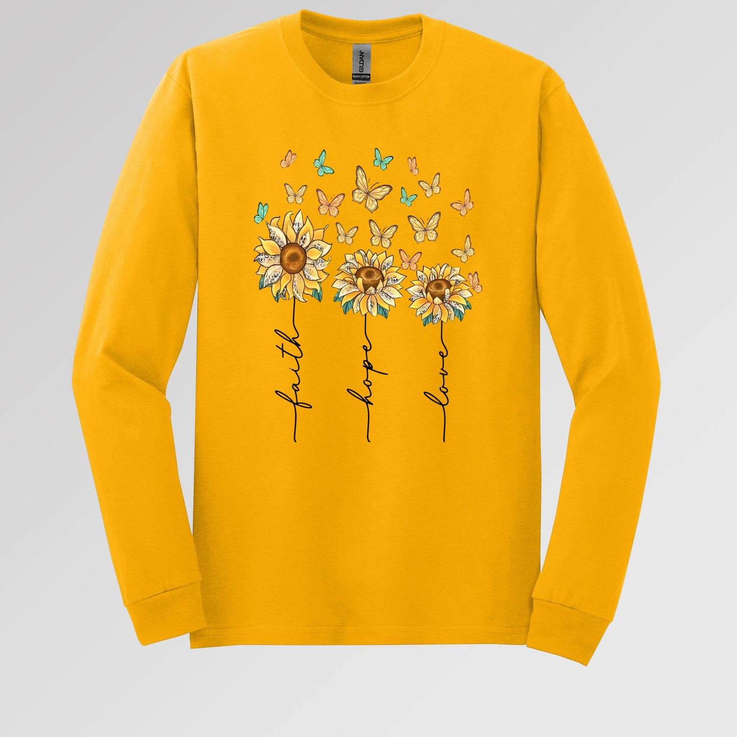 Faith Hope Love Sunflower And Butterflies