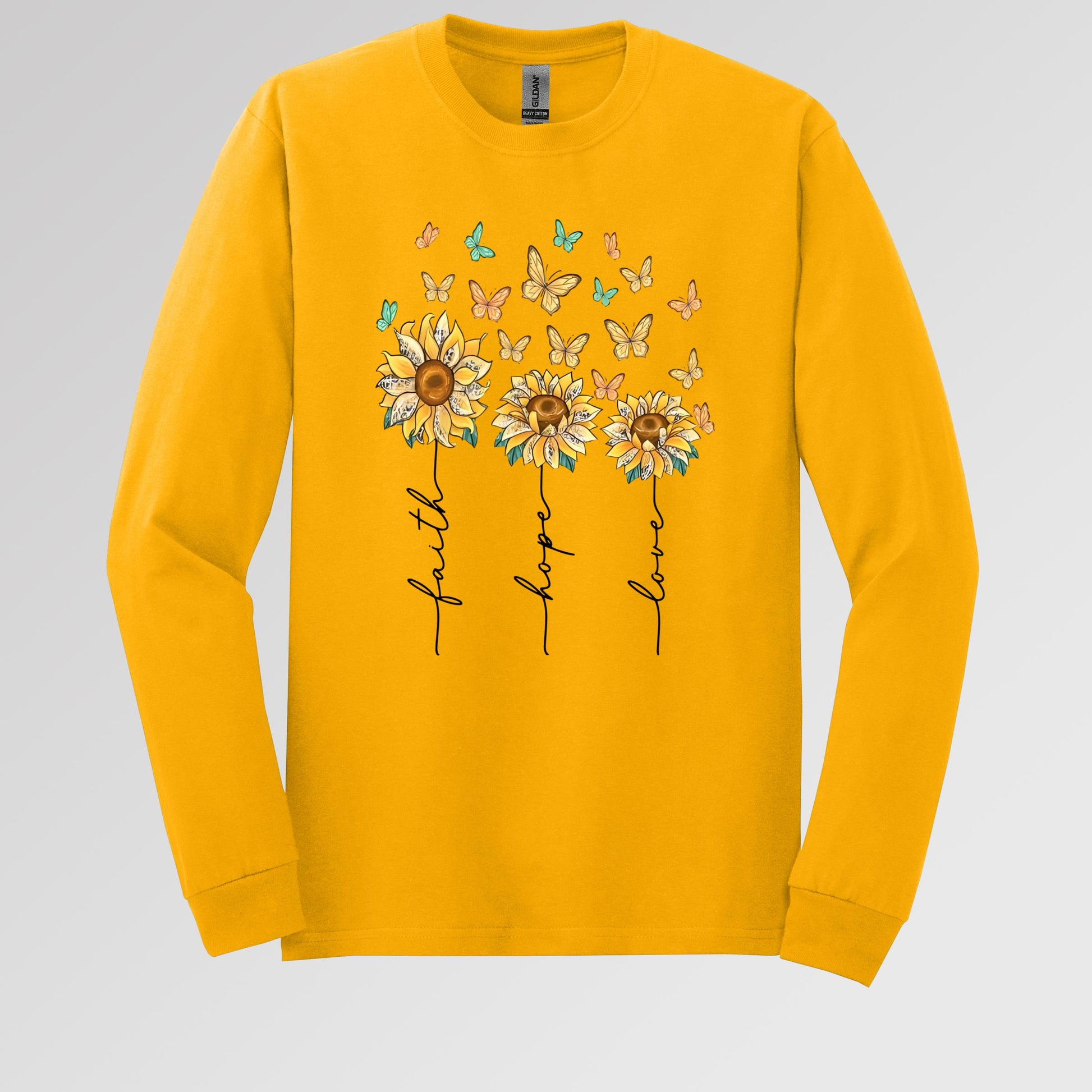 Faith Hope Love Sunflower And Butterflies