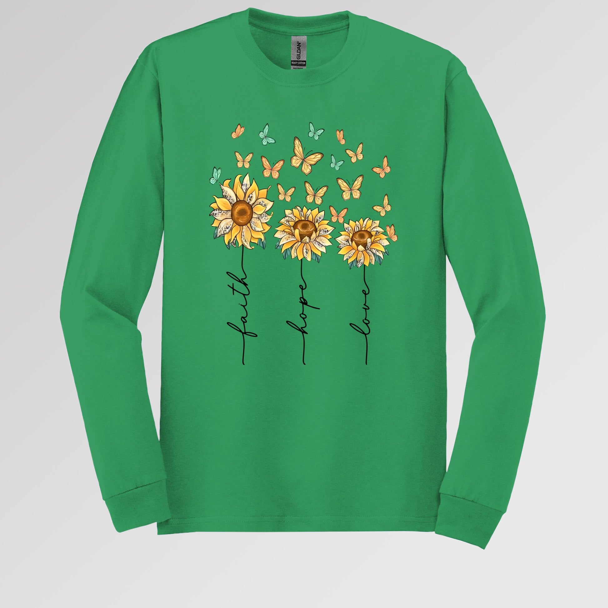 Faith Hope Love Sunflower And Butterflies