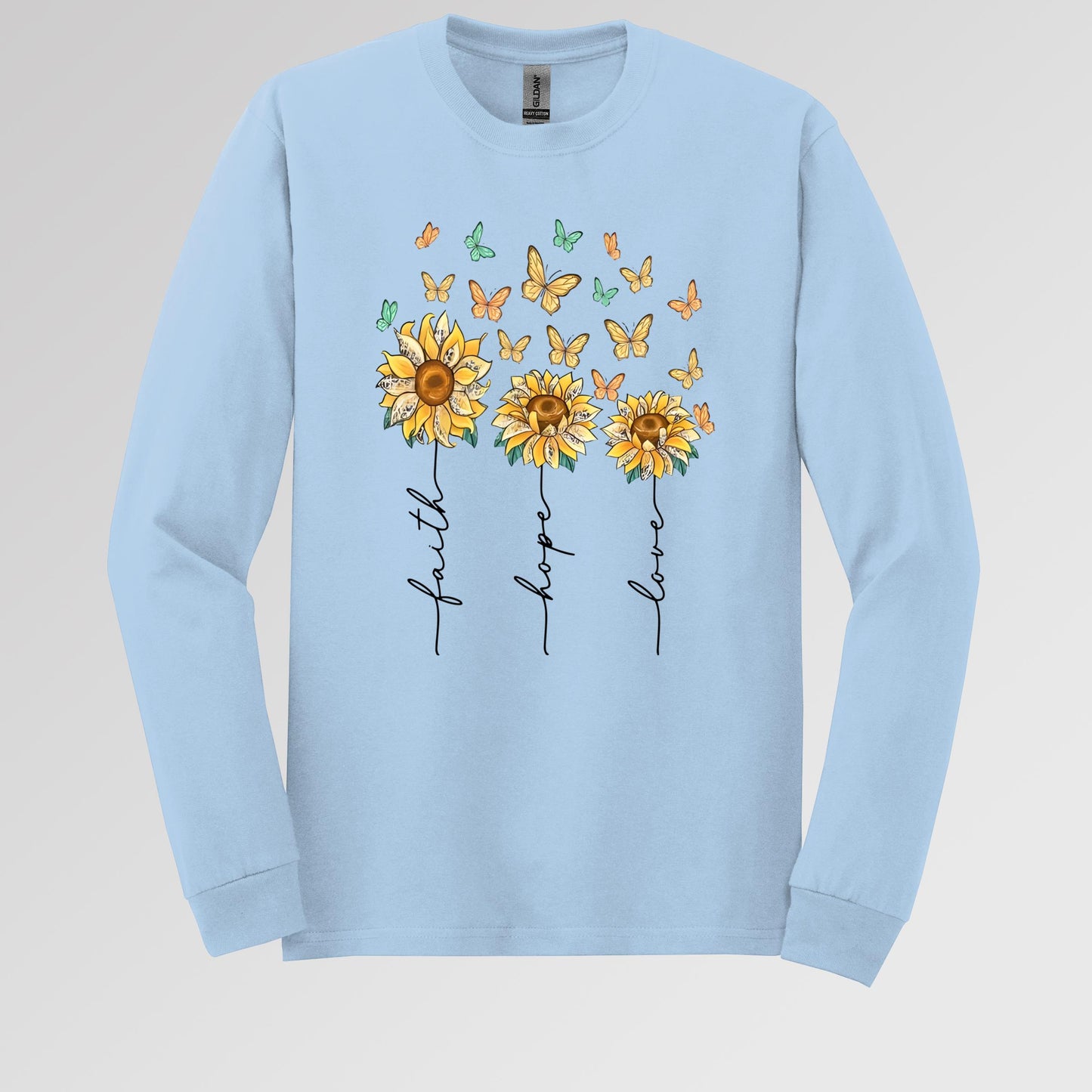 Faith Hope Love Sunflower And Butterflies