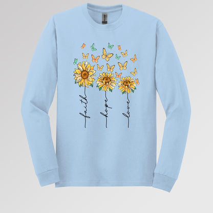 Faith Hope Love Sunflower And Butterflies