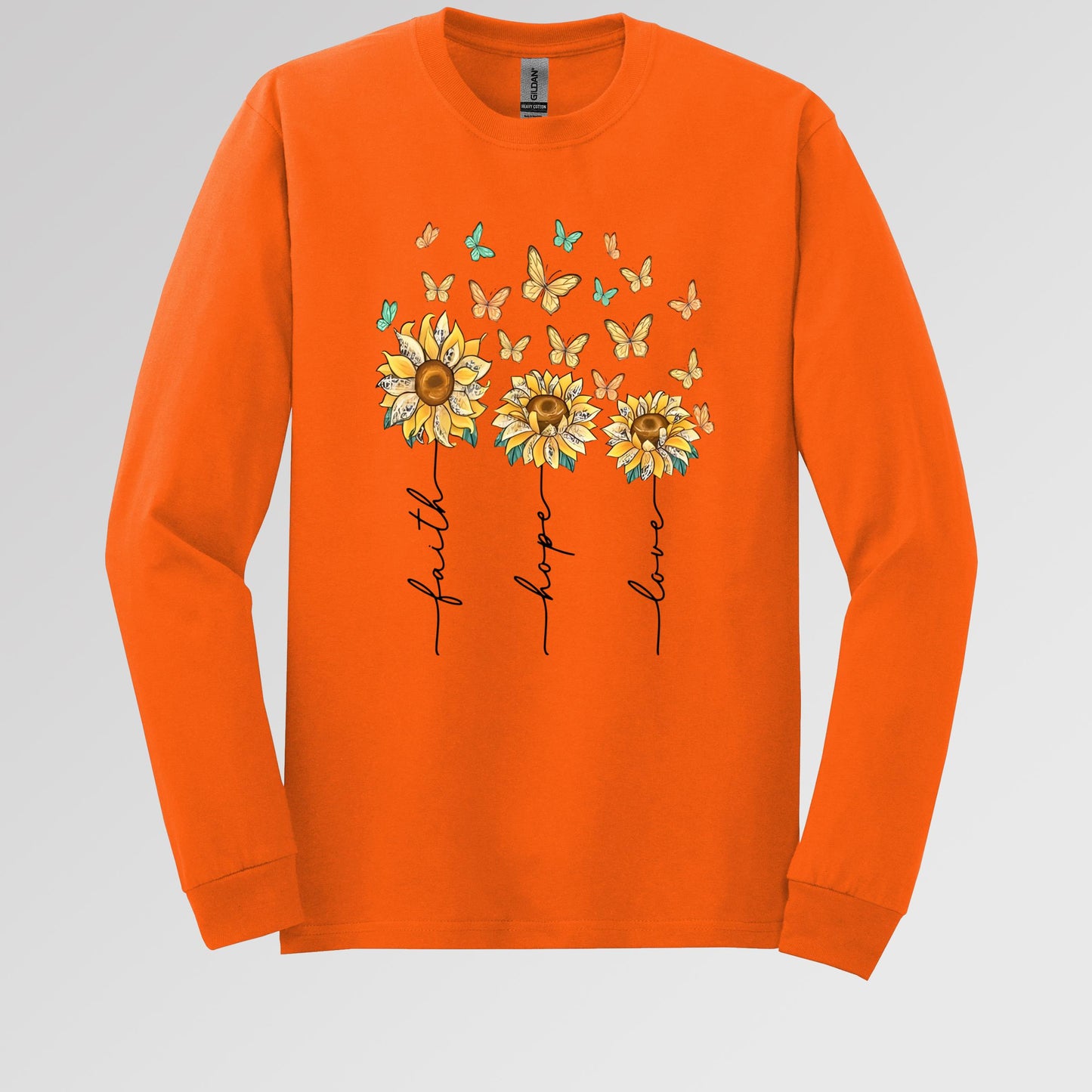 Faith Hope Love Sunflower And Butterflies