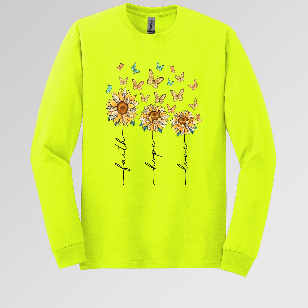 Faith Hope Love Sunflower And Butterflies