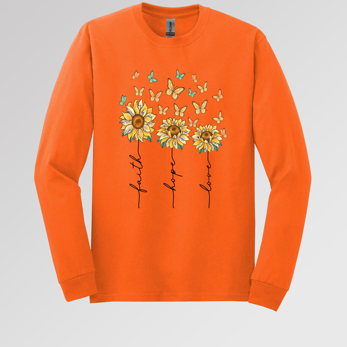 Faith Hope Love Sunflower And Butterflies