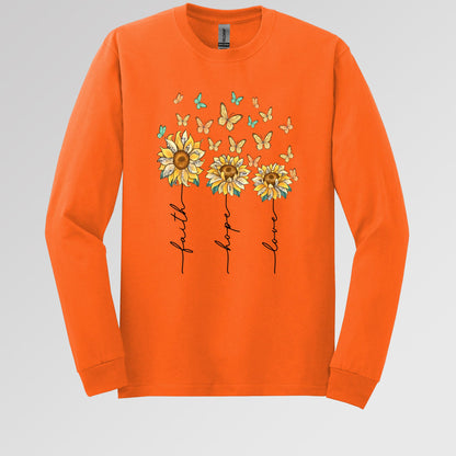 Faith Hope Love Sunflower And Butterflies