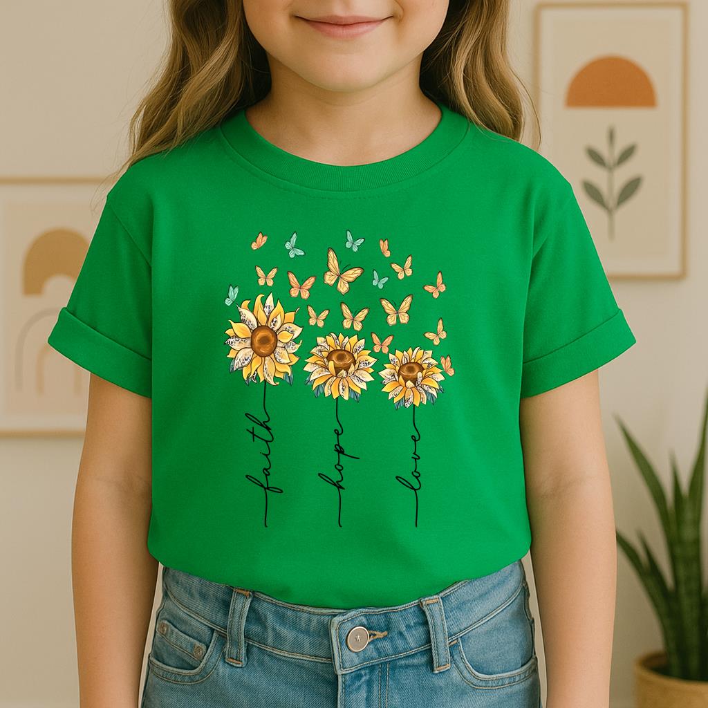 Faith Hope Love Sunflower And Butterflies