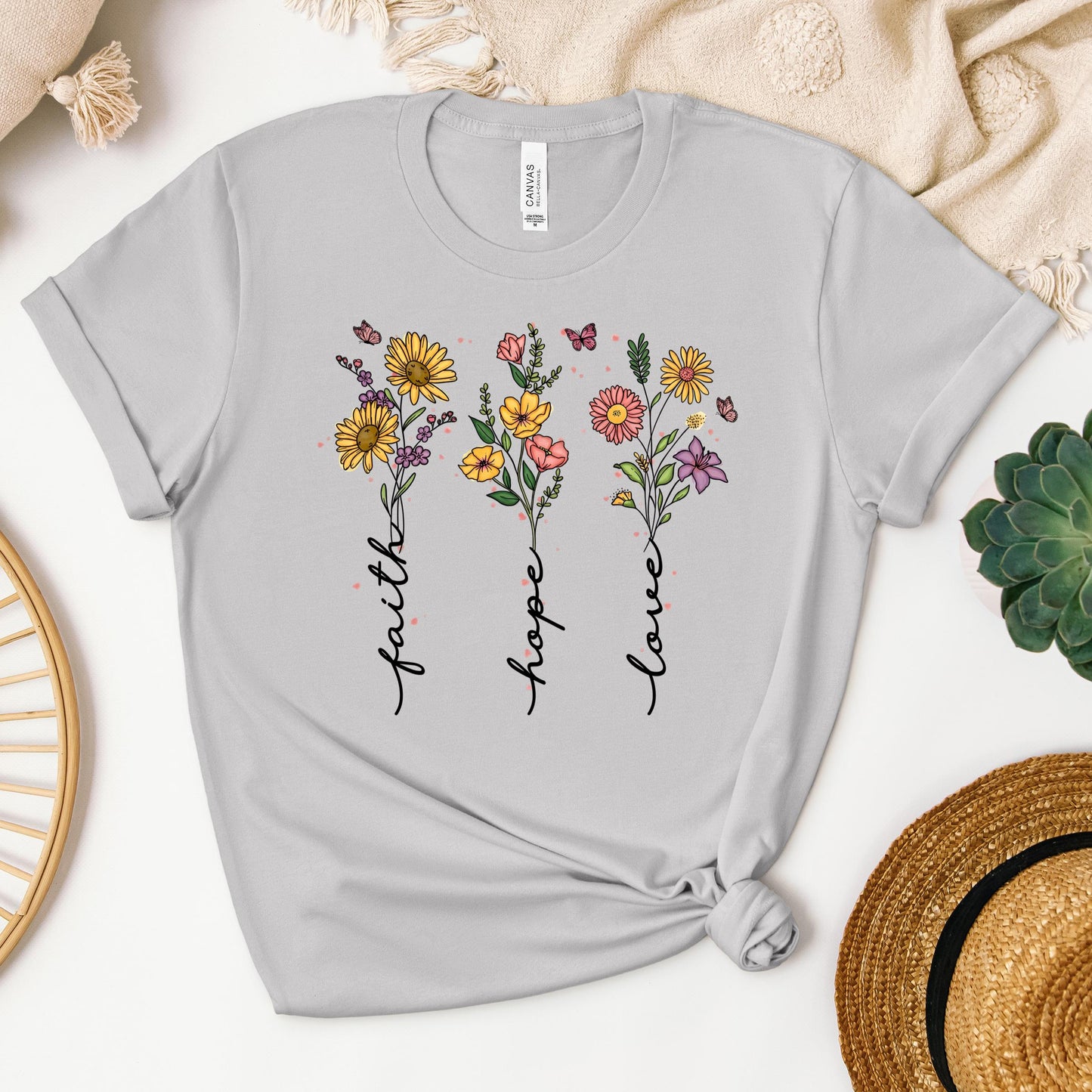 Faith Hope Love Sunflower Butterfly 01