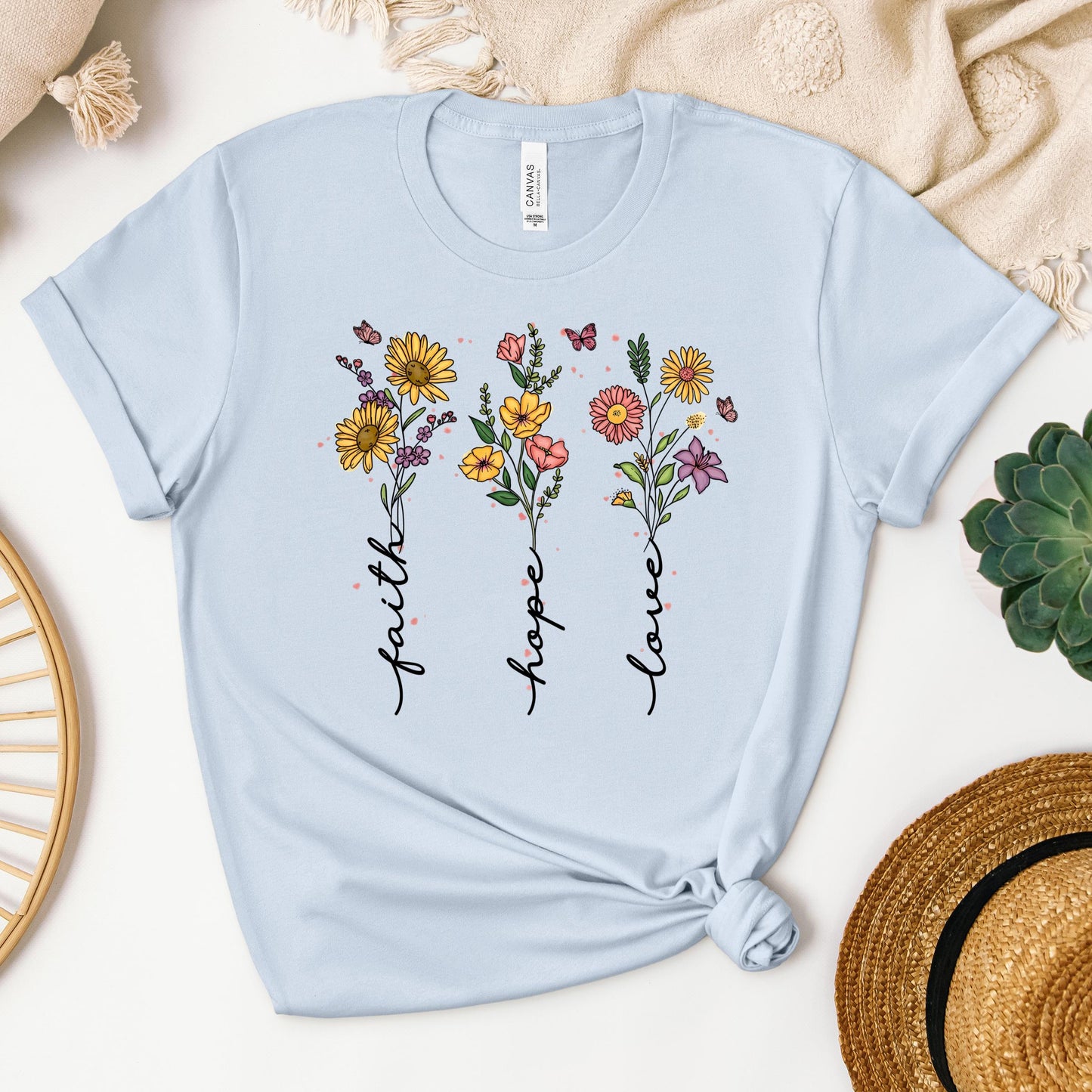 Faith Hope Love Sunflower Butterfly 01