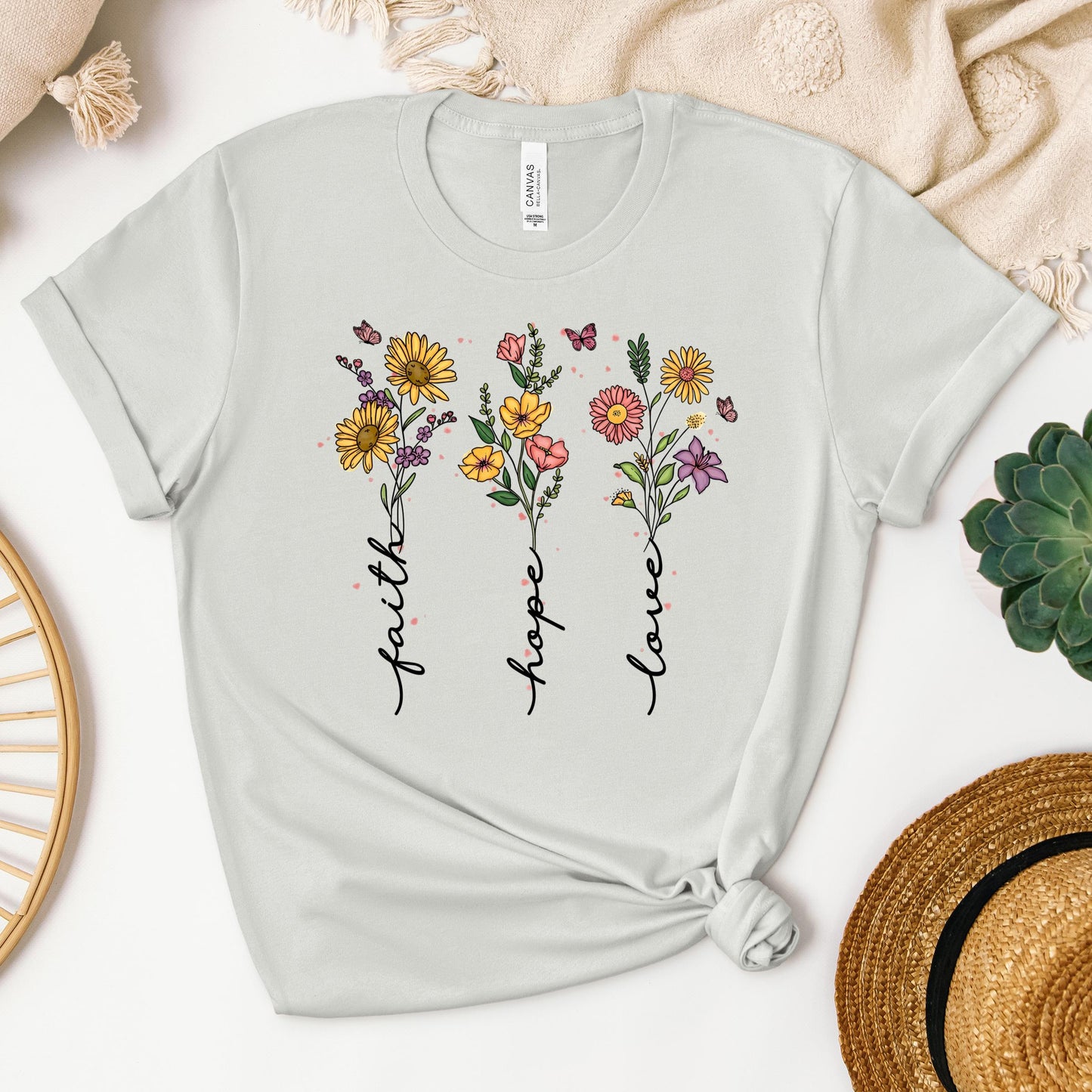 Faith Hope Love Sunflower Butterfly 01
