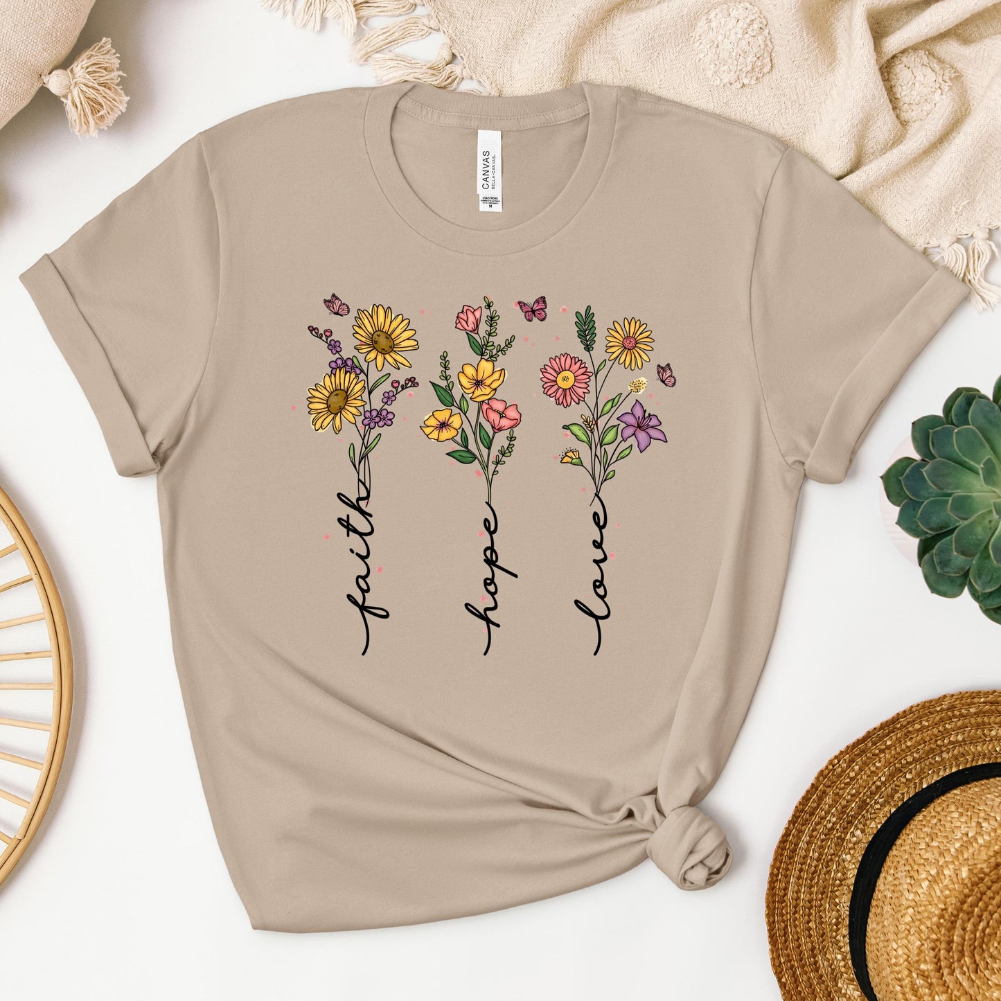 Faith Hope Love Sunflower Butterfly 01