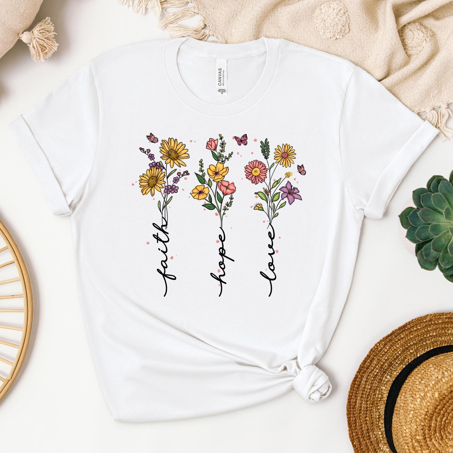 Faith Hope Love Sunflower Butterfly 01