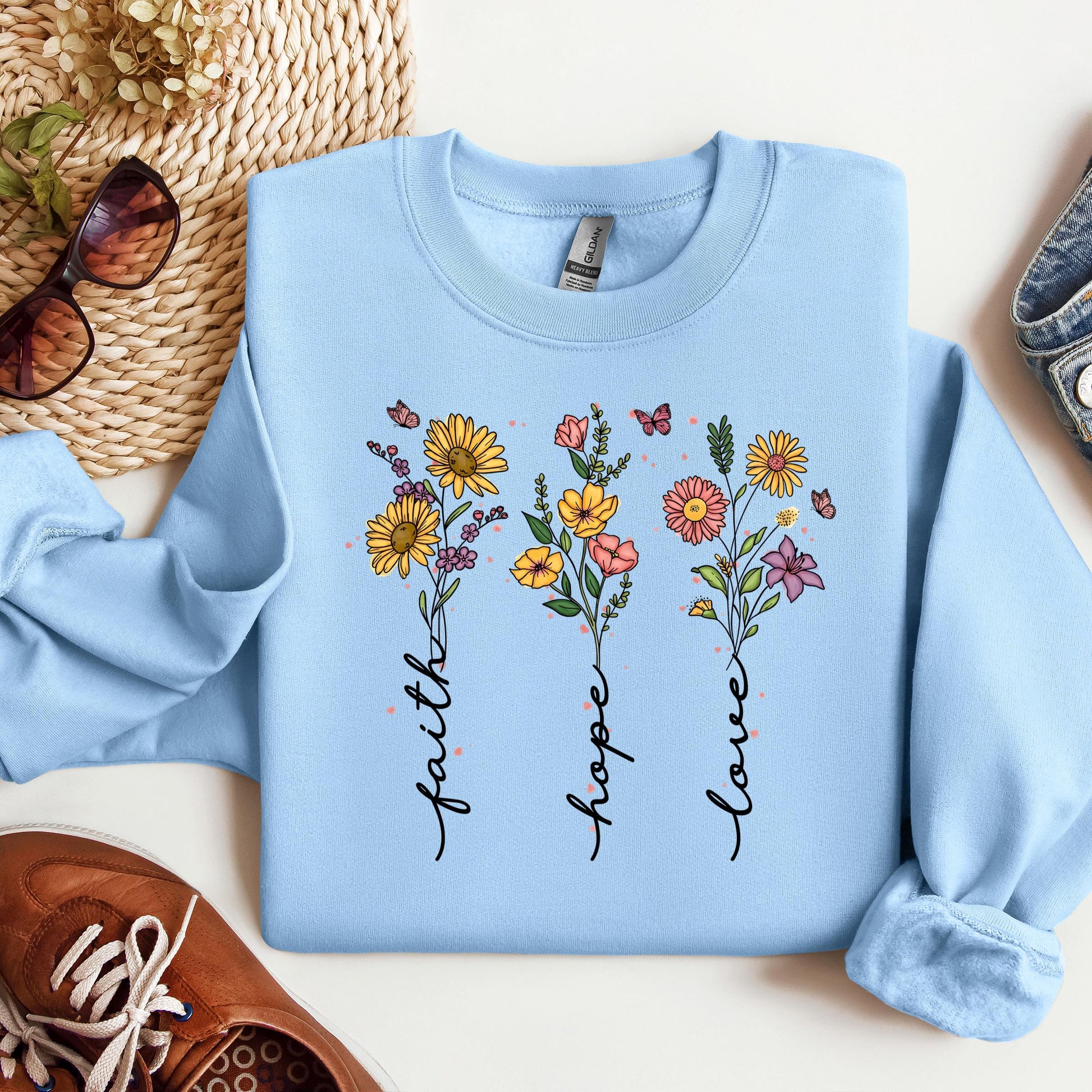 Faith Hope Love Sunflower Butterfly 01