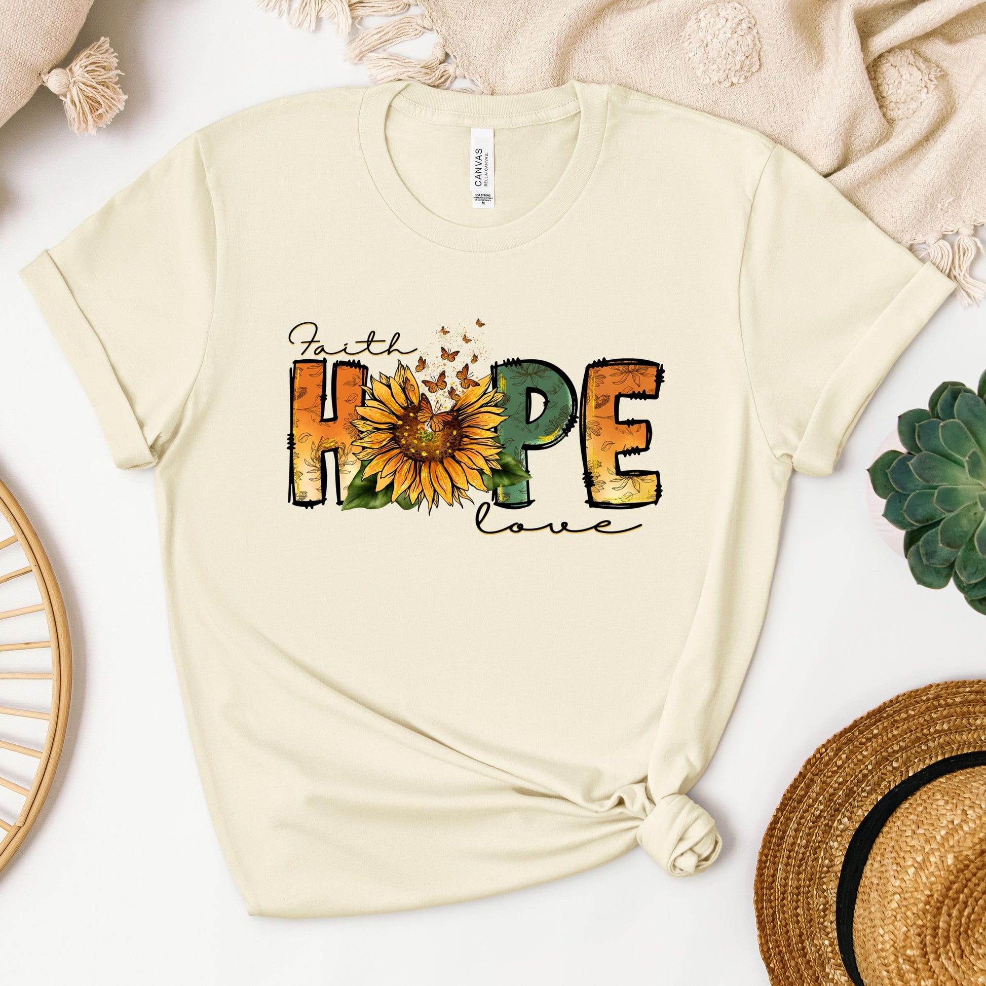 Faith Hope Love Sunflower Butterfly 02