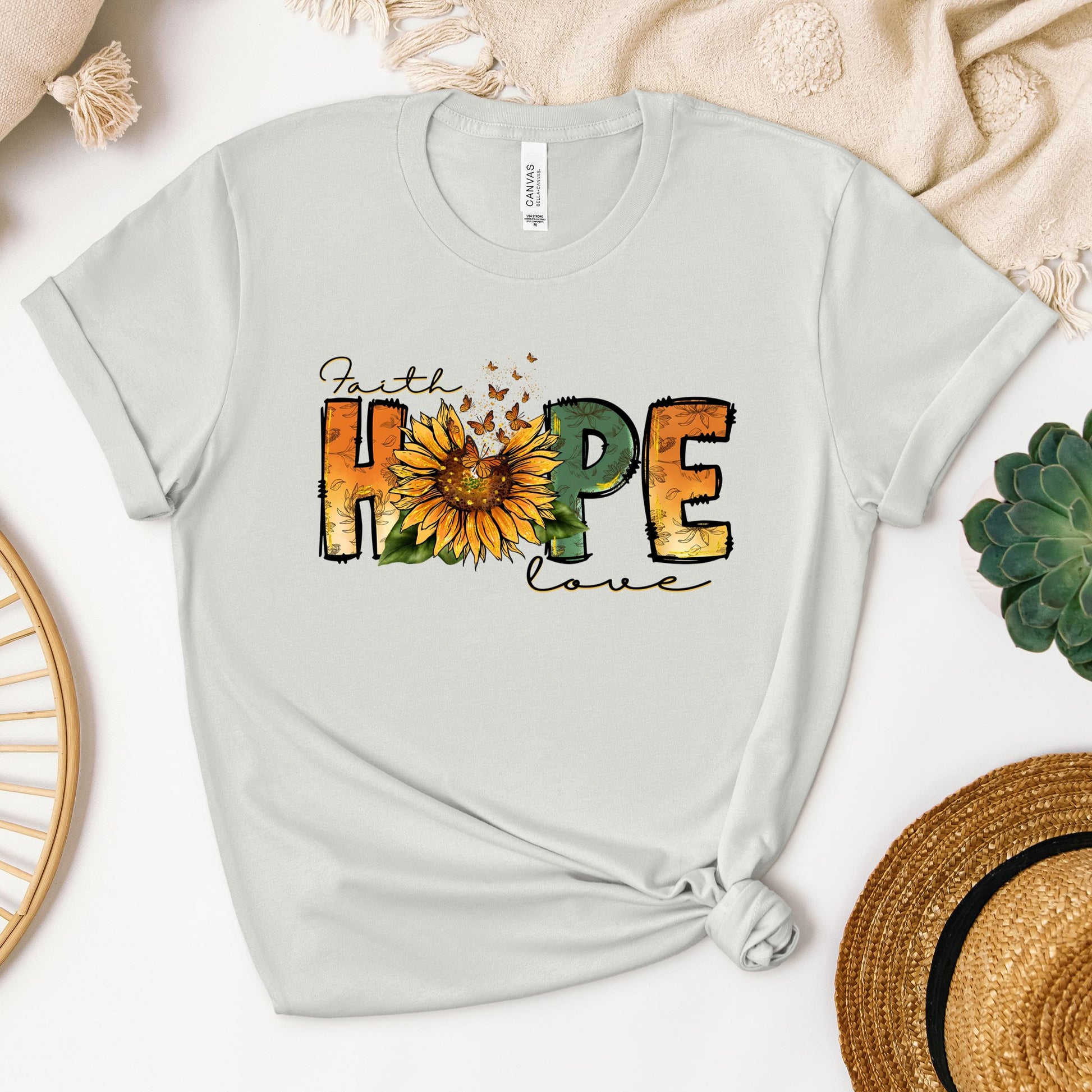 Faith Hope Love Sunflower Butterfly 02