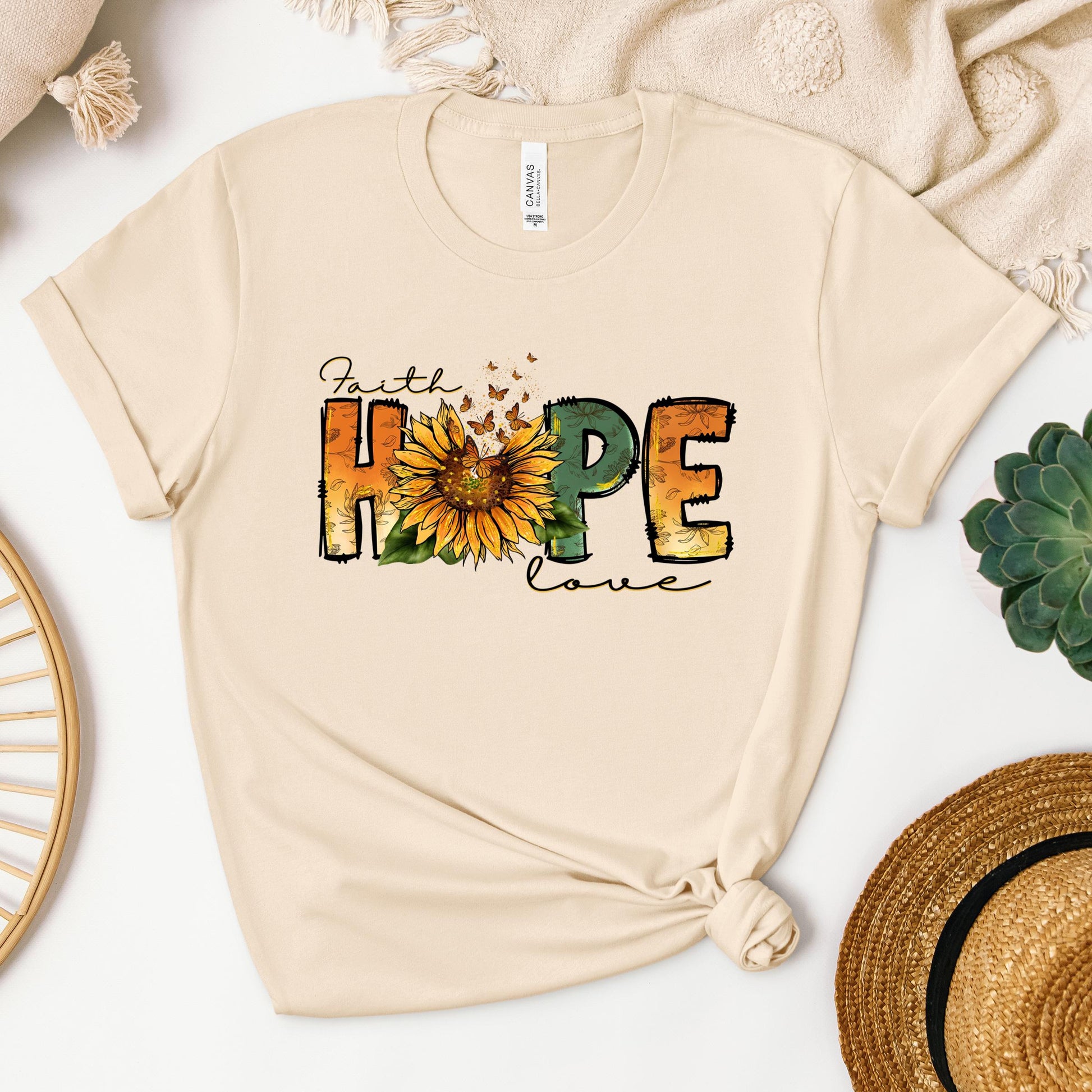 Faith Hope Love Sunflower Butterfly 02