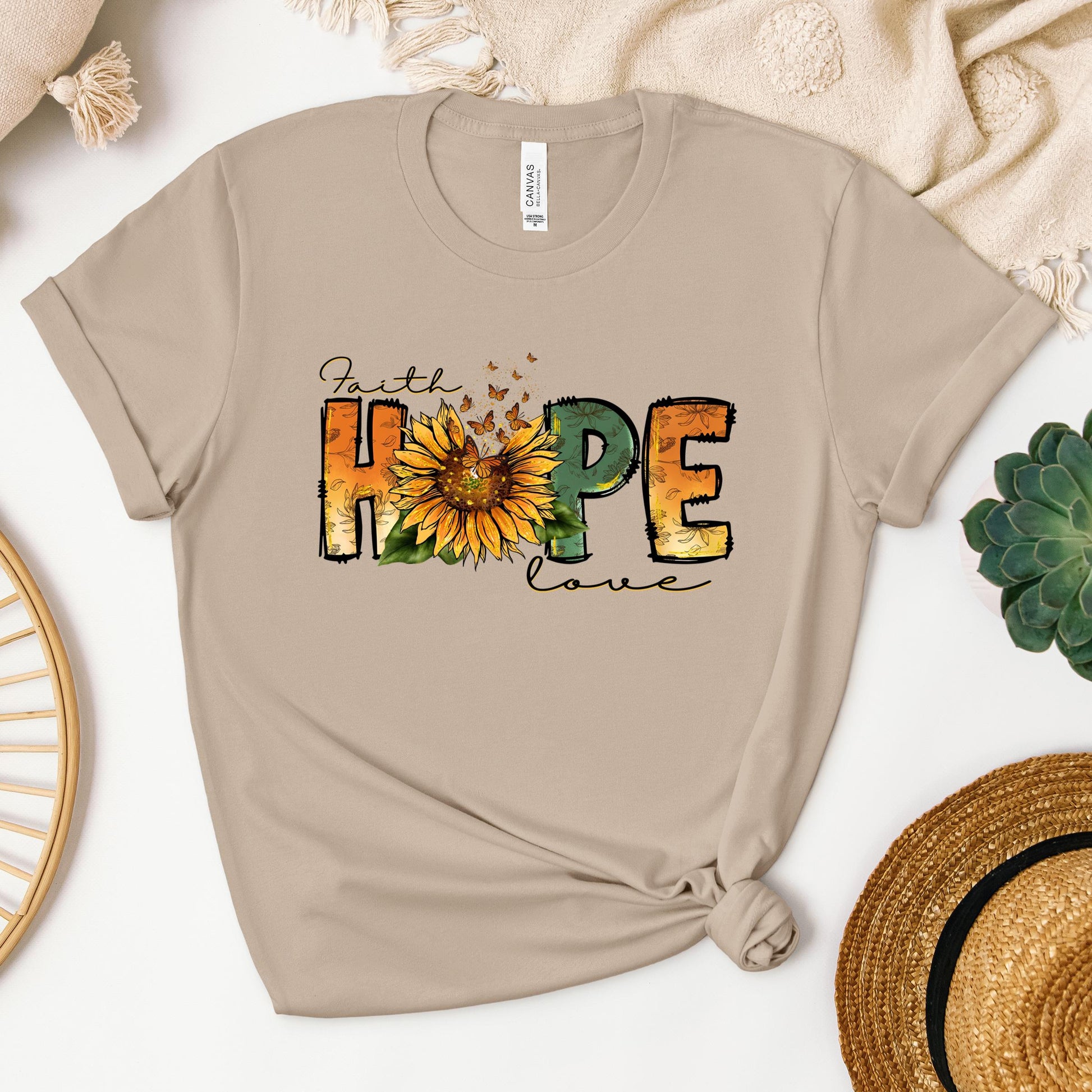 Faith Hope Love Sunflower Butterfly 02