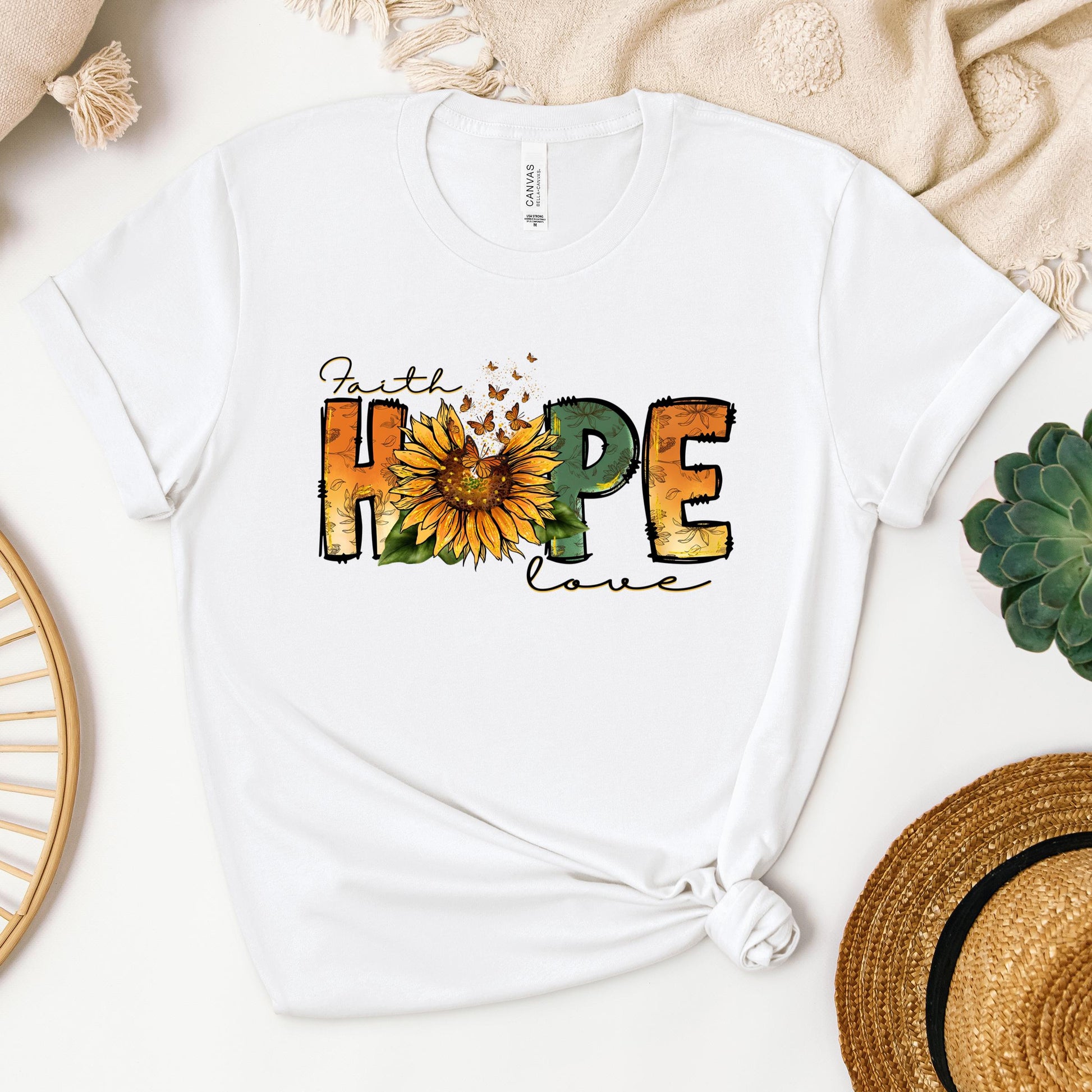 Faith Hope Love Sunflower Butterfly 02