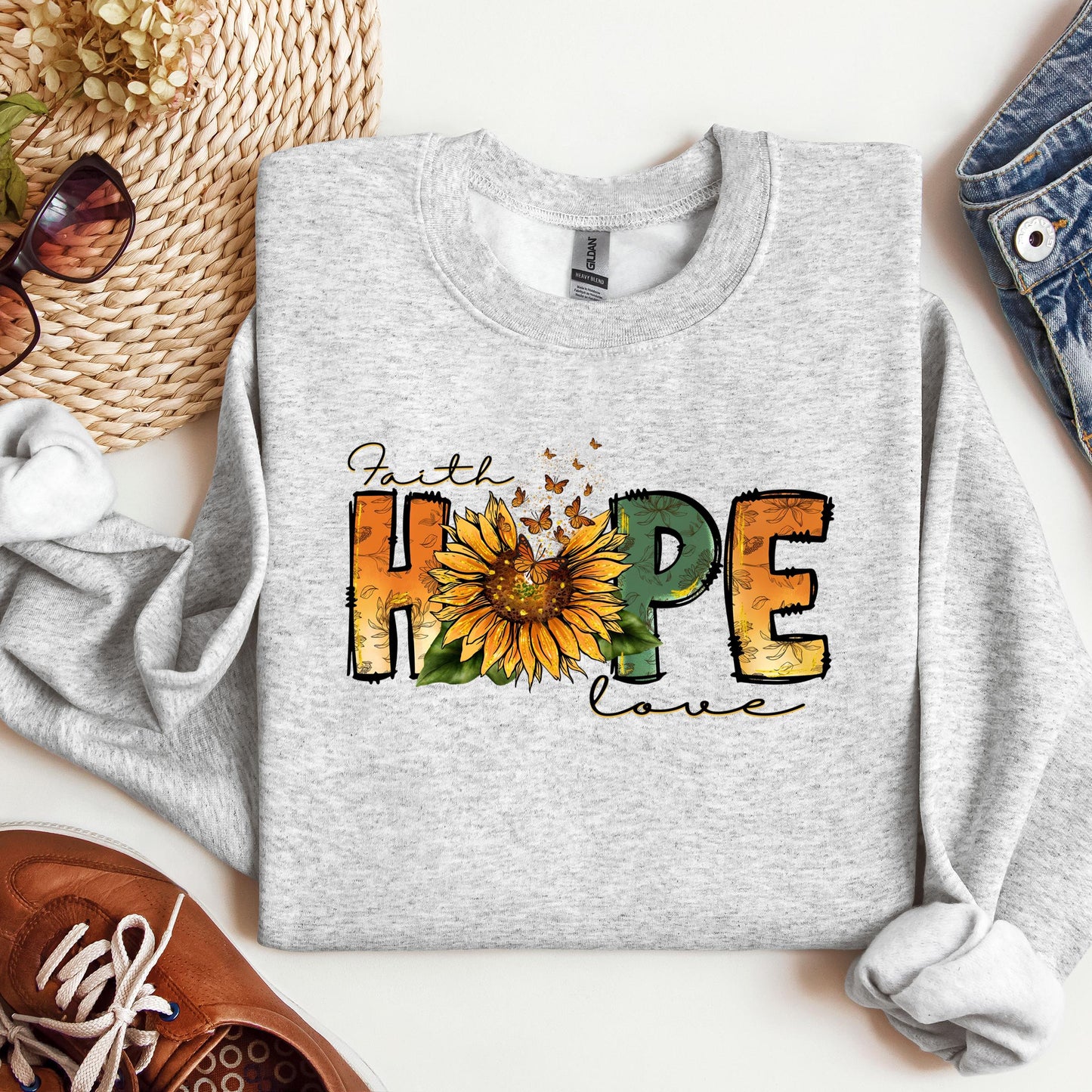 Faith Hope Love Sunflower Butterfly 02