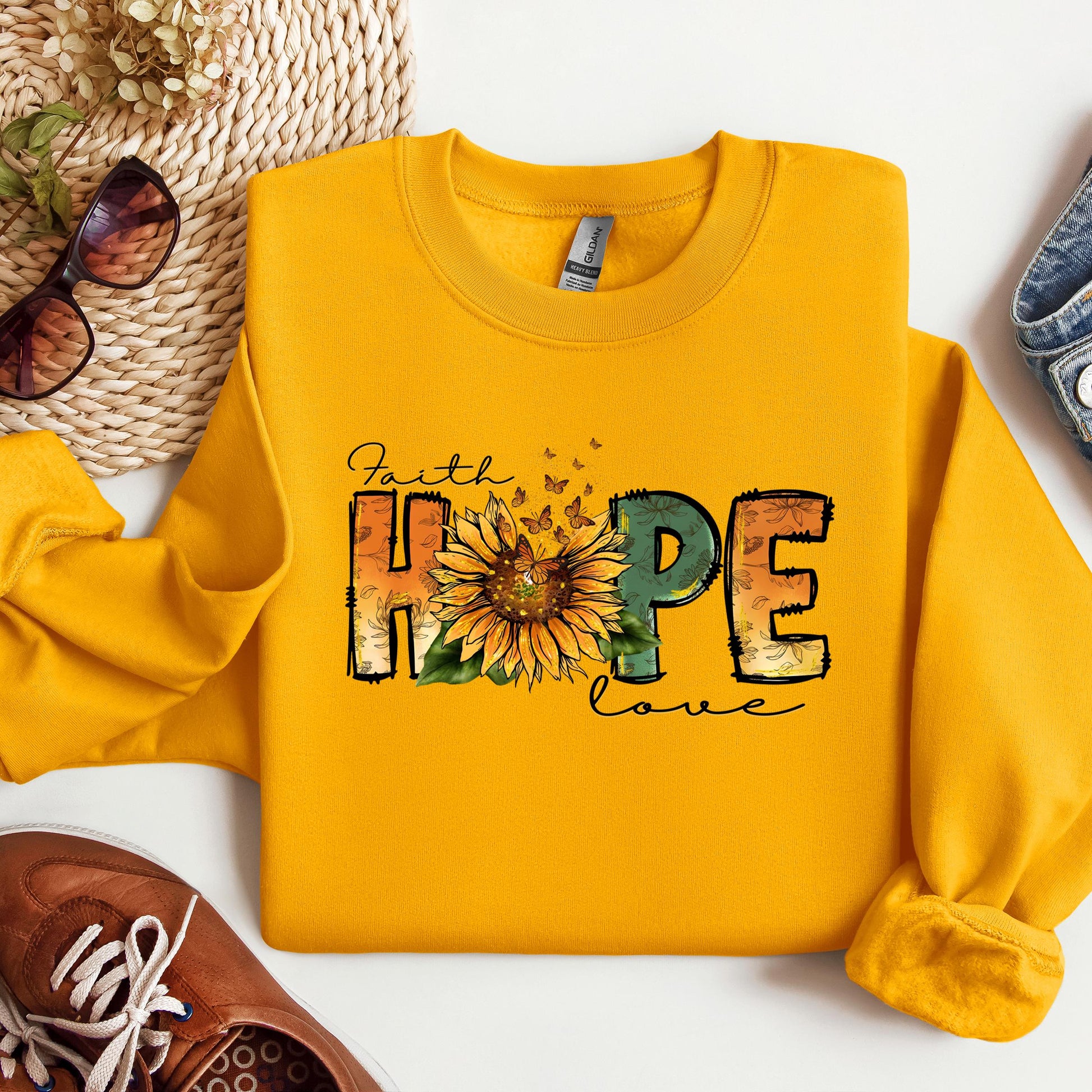 Faith Hope Love Sunflower Butterfly 02