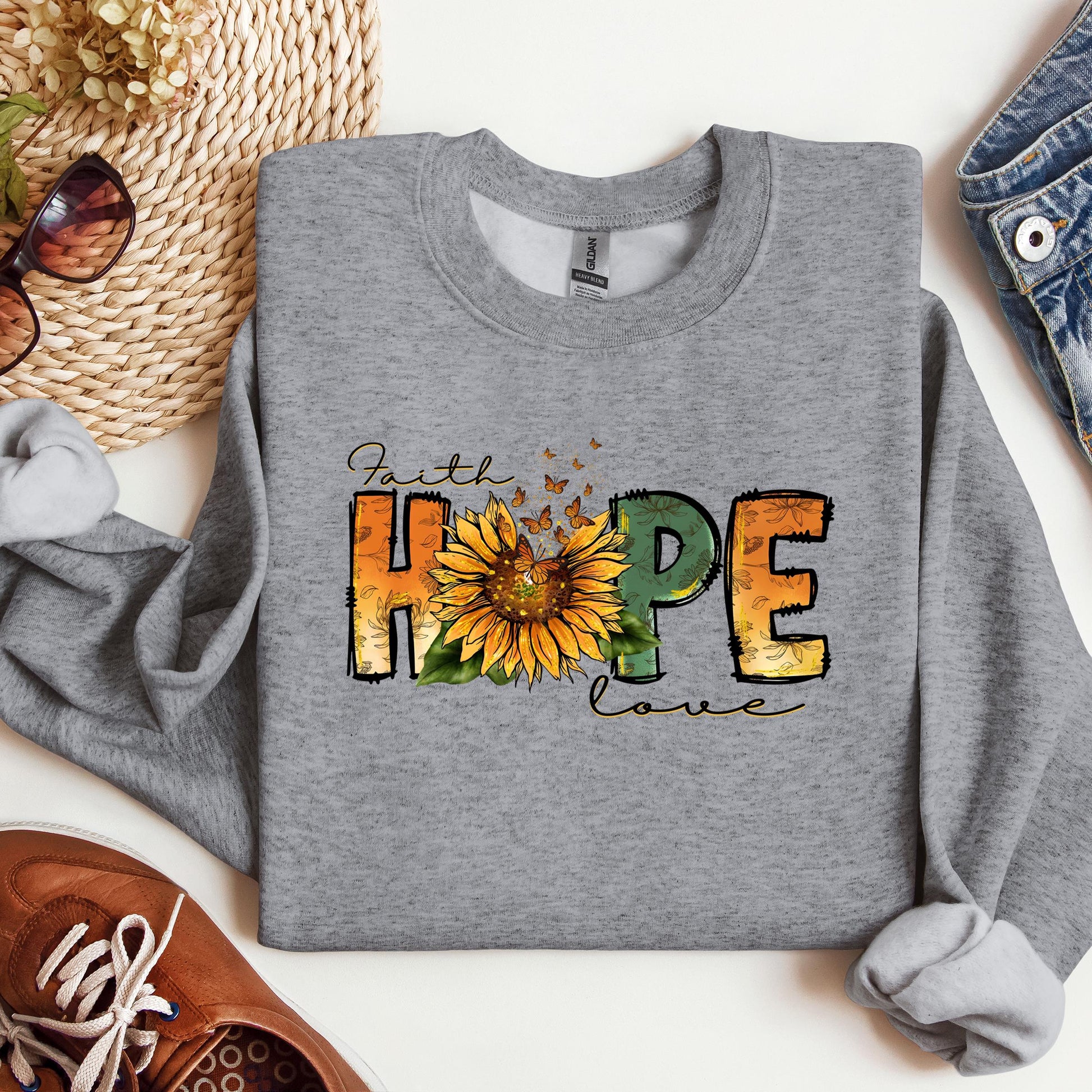 Faith Hope Love Sunflower Butterfly 02
