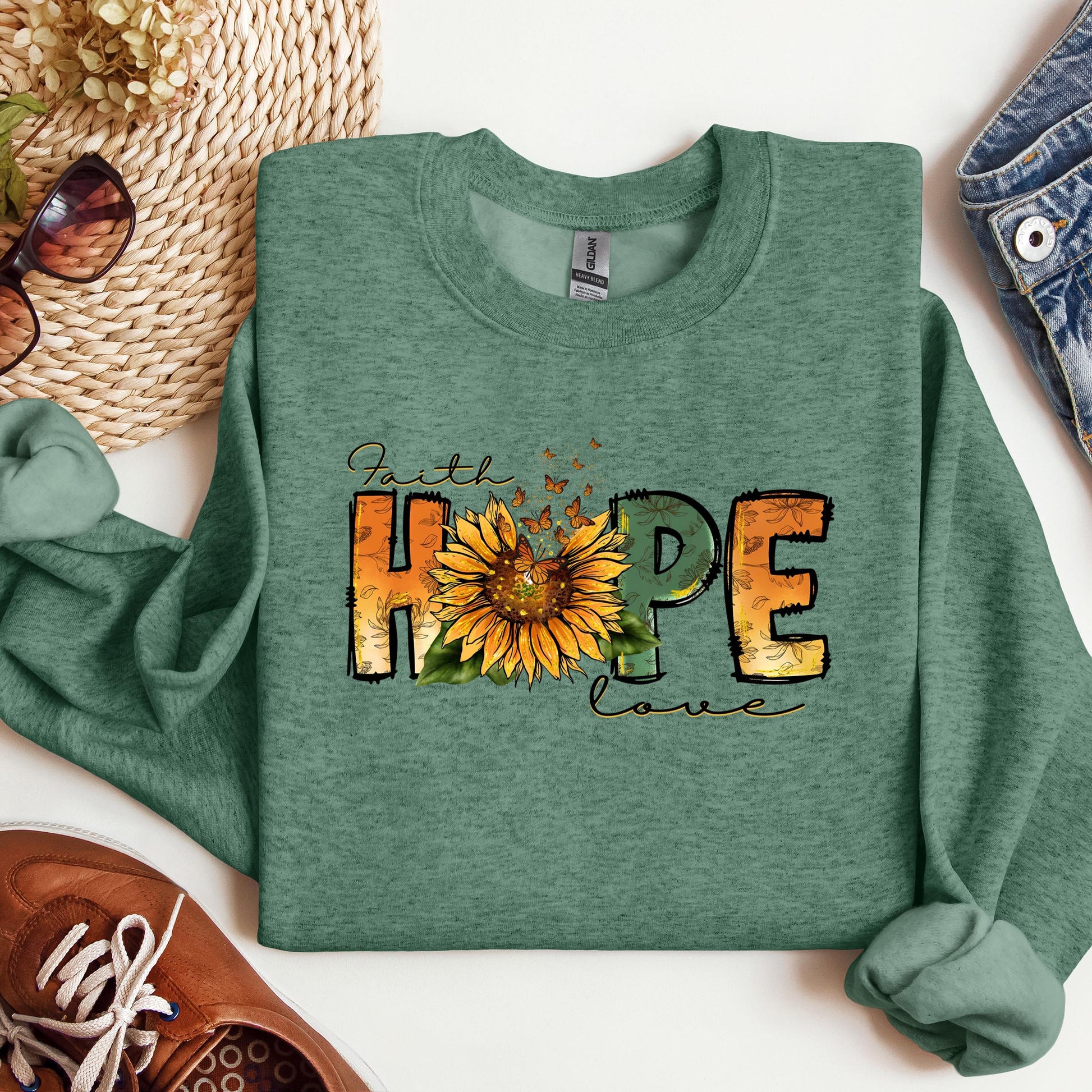 Faith Hope Love Sunflower Butterfly 02