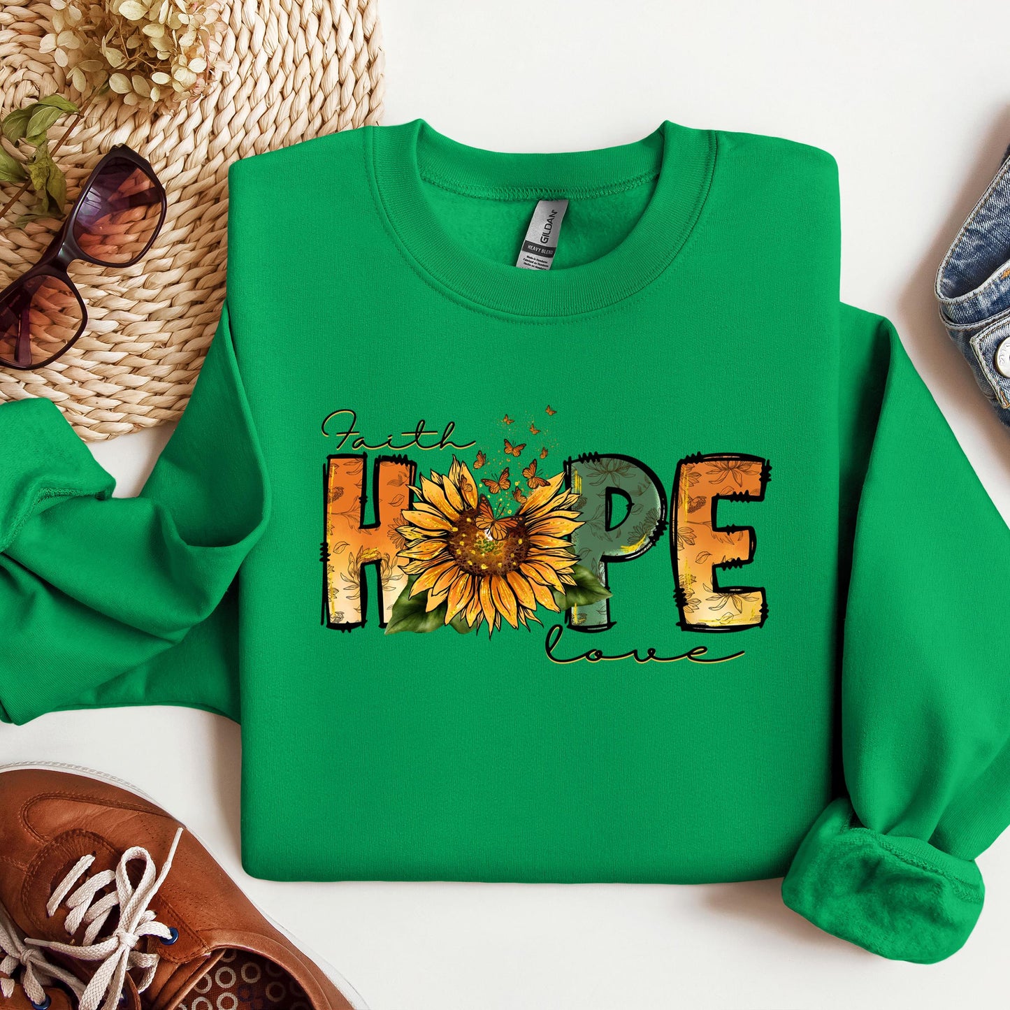 Faith Hope Love Sunflower Butterfly 02