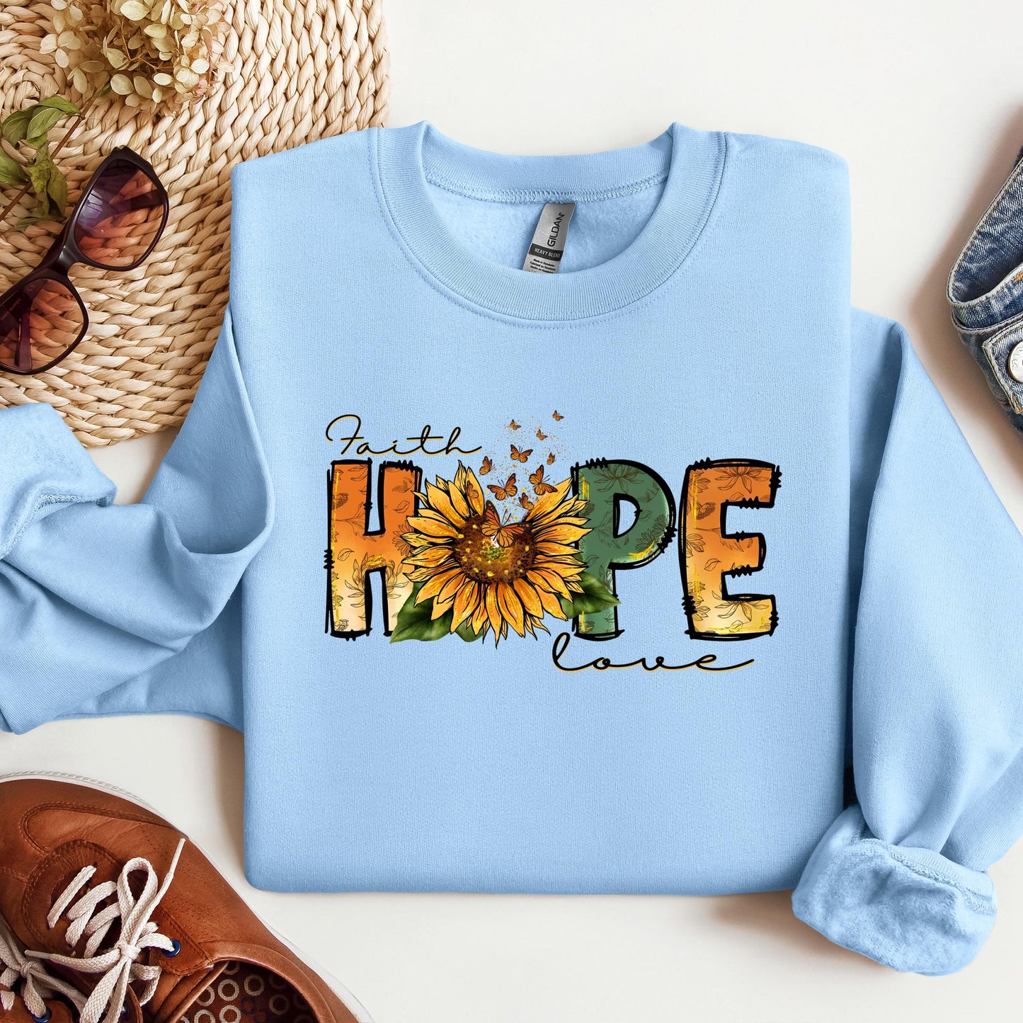 Faith Hope Love Sunflower Butterfly 02