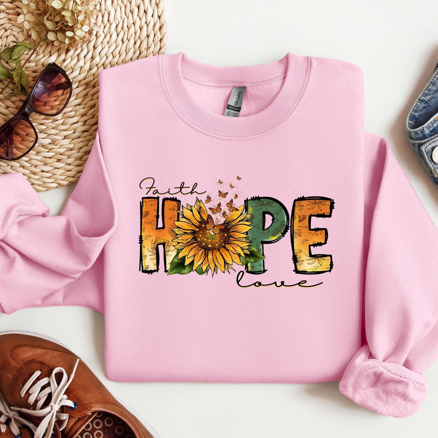 Faith Hope Love Sunflower Butterfly 02