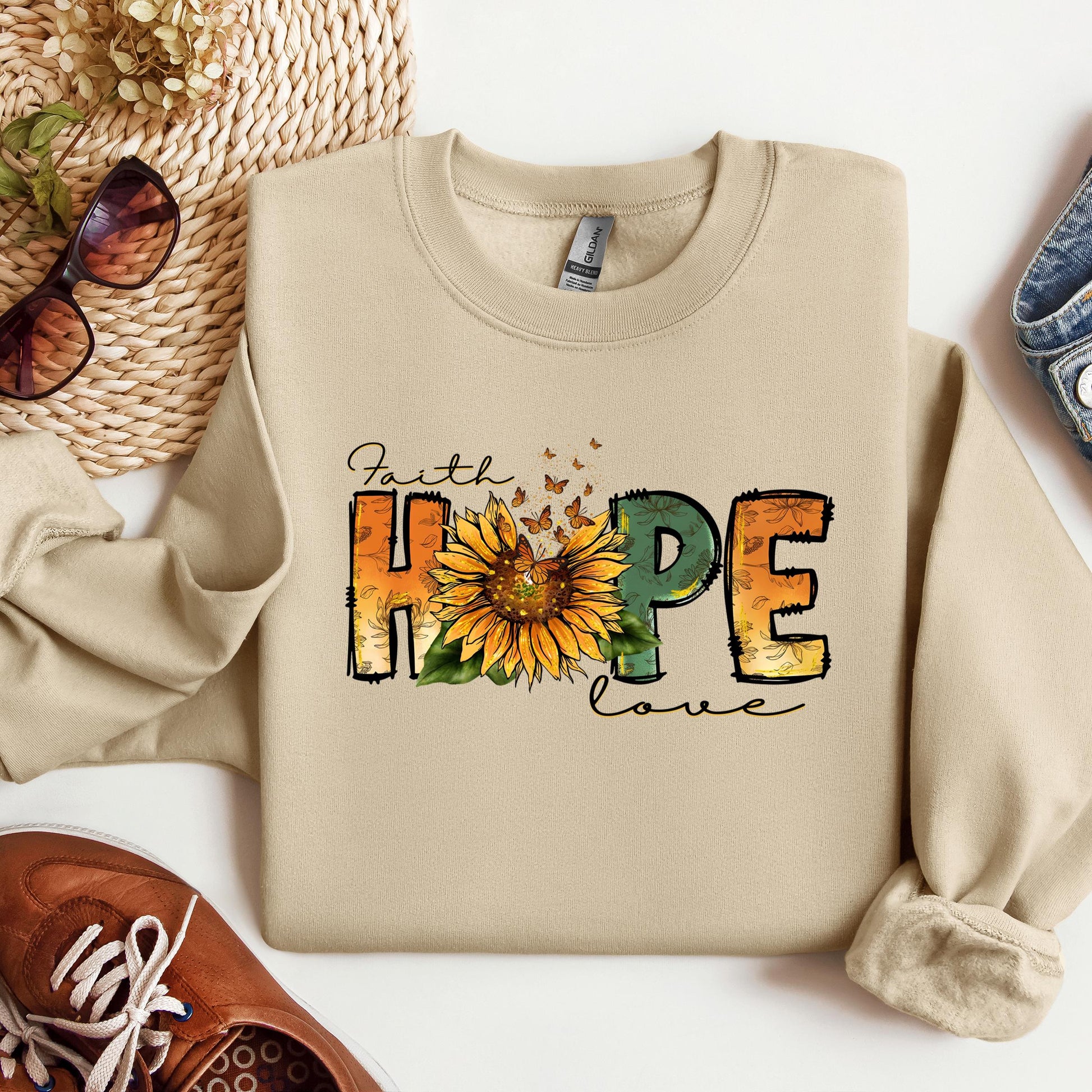Faith Hope Love Sunflower Butterfly 02