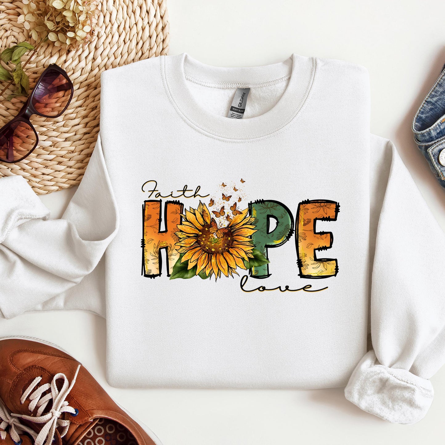 Faith Hope Love Sunflower Butterfly 02