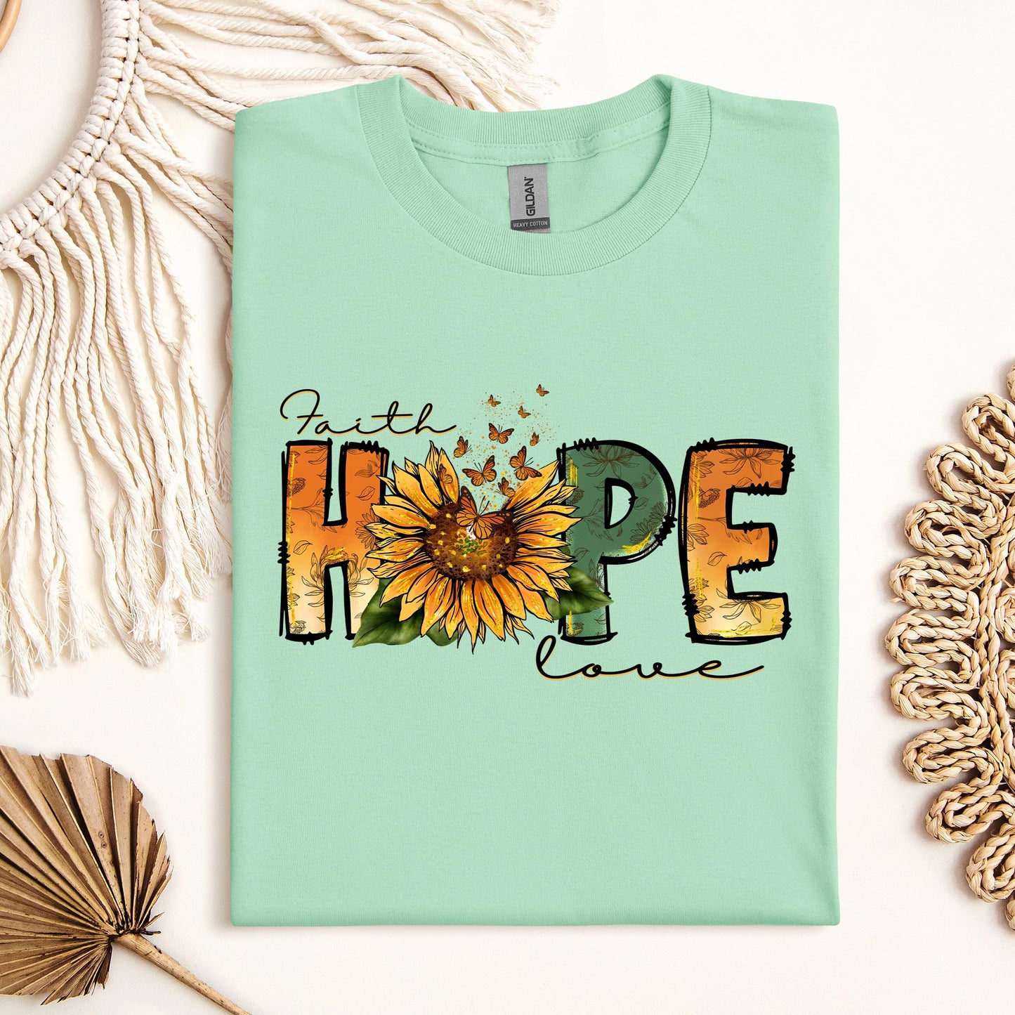 Faith Hope Love Sunflower Butterfly 02