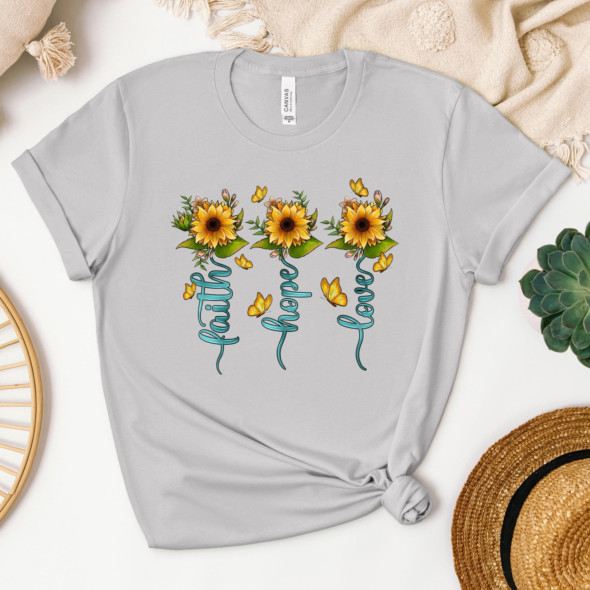 Faith Hope Love Sunflower Butterfly 03