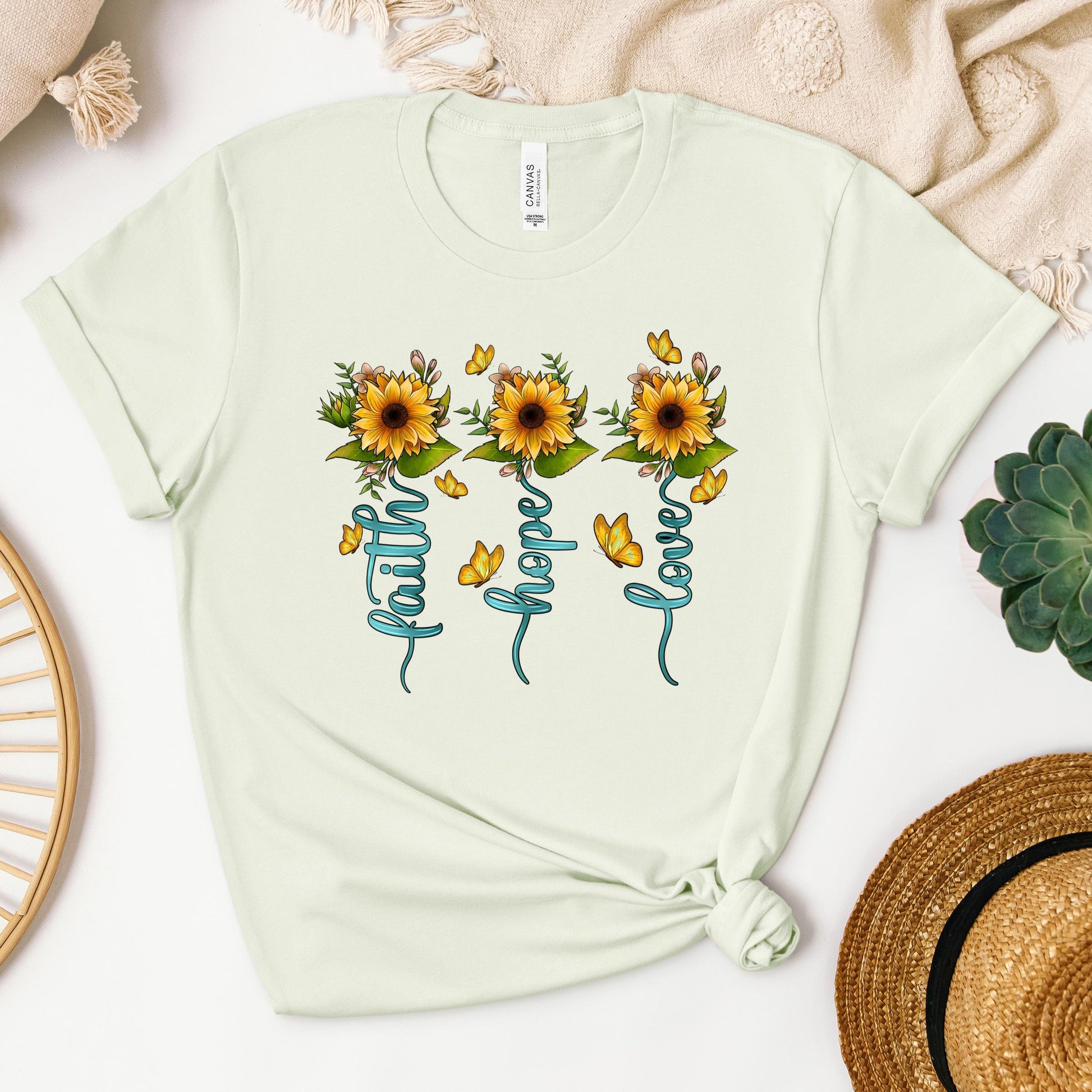 Faith Hope Love Sunflower Butterfly 03