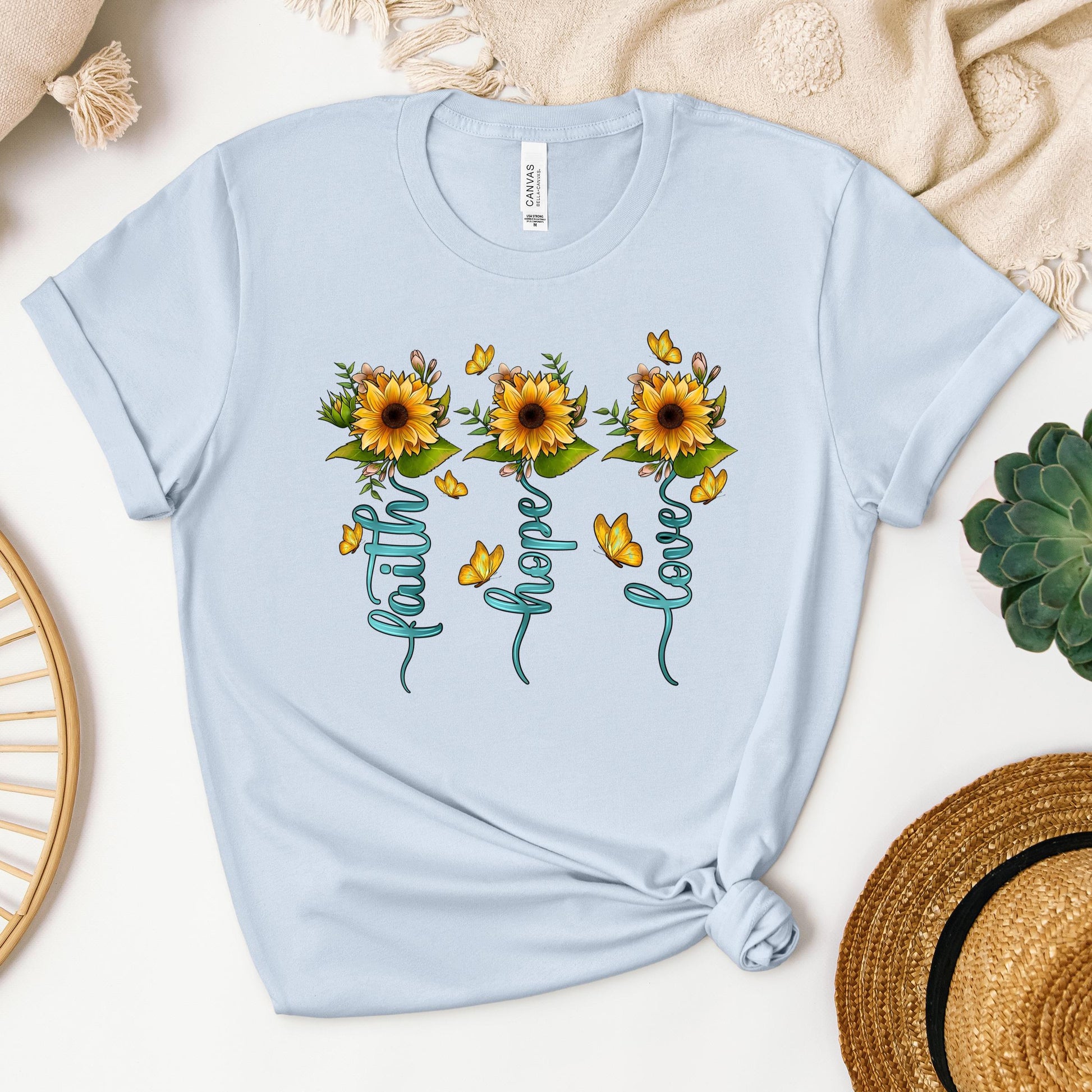Faith Hope Love Sunflower Butterfly 03