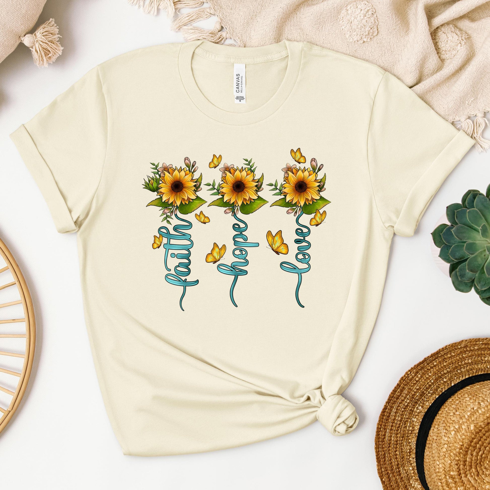 Faith Hope Love Sunflower Butterfly 03