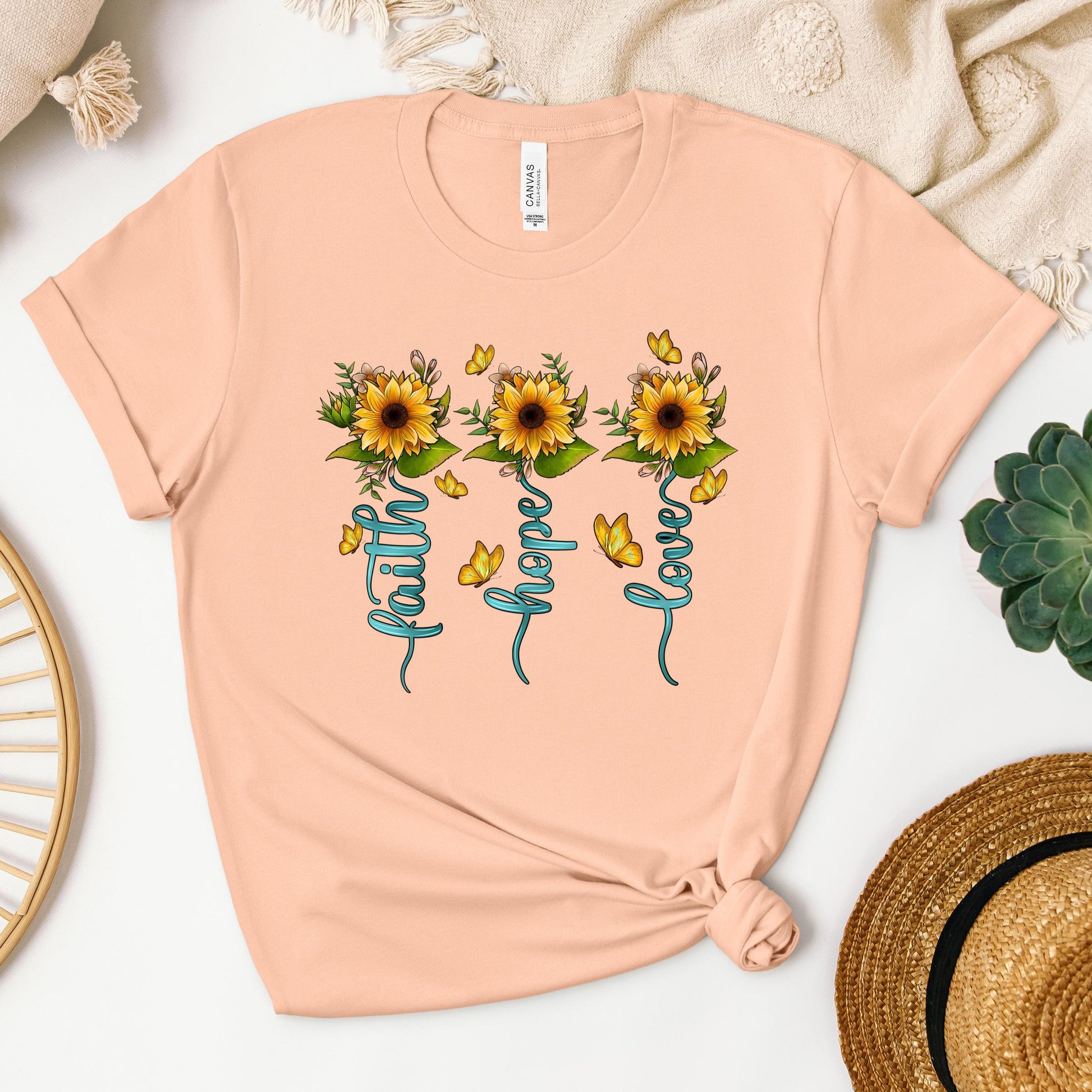 Faith Hope Love Sunflower Butterfly 03