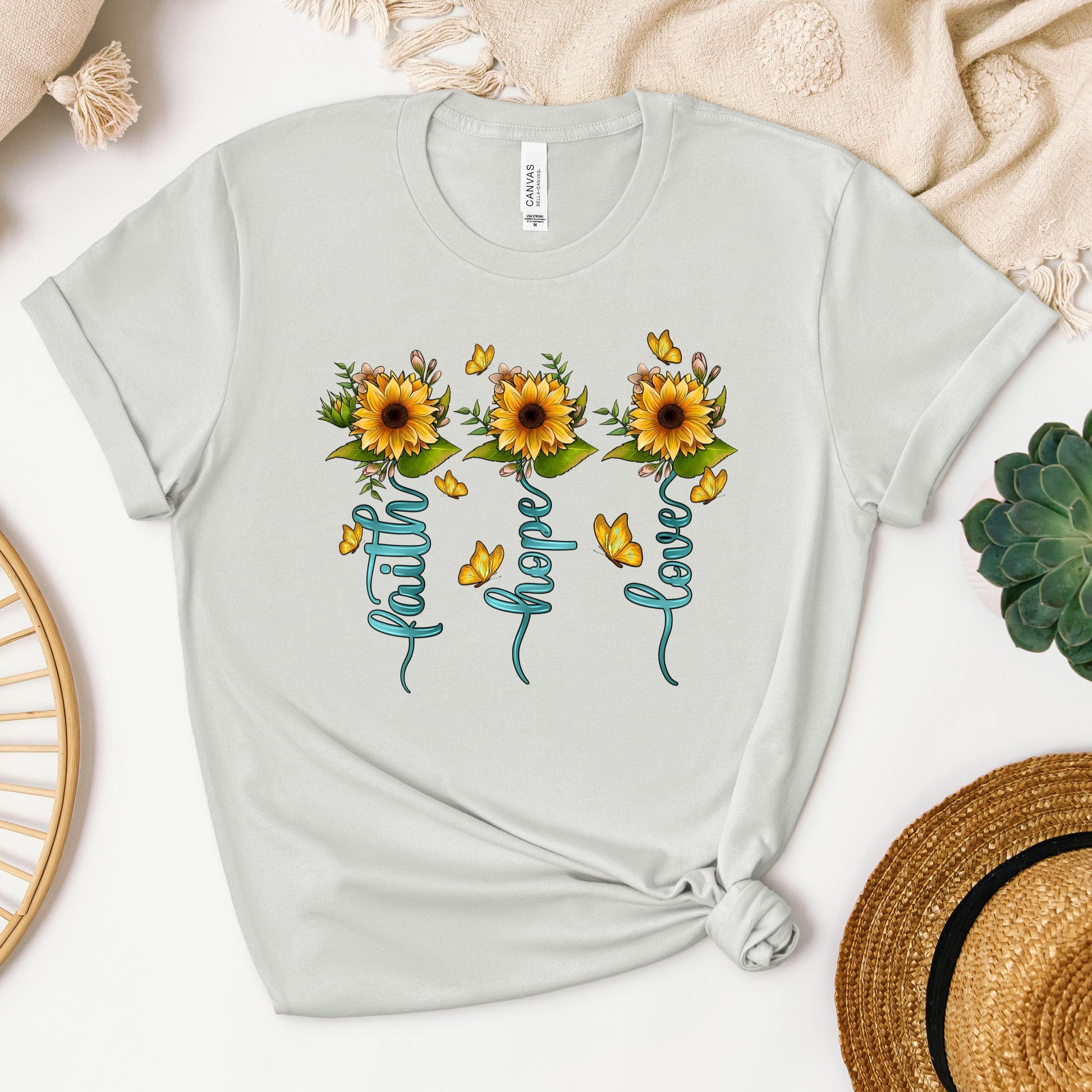 Faith Hope Love Sunflower Butterfly 03