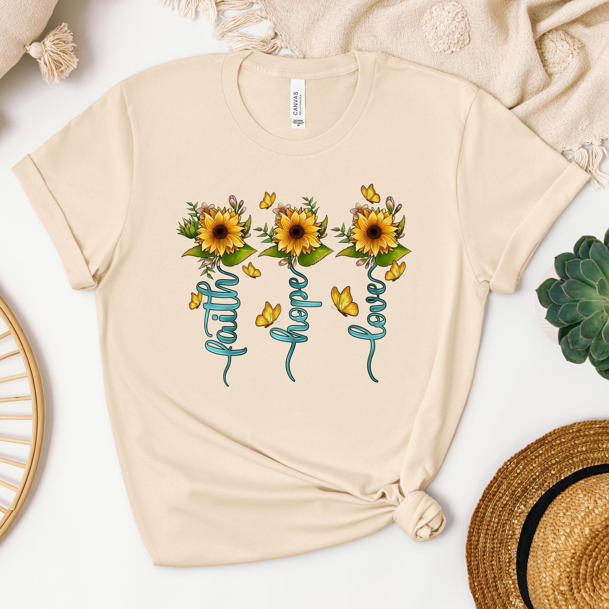Faith Hope Love Sunflower Butterfly 03