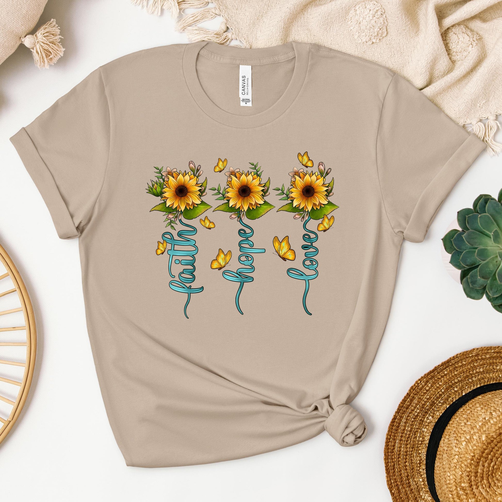 Faith Hope Love Sunflower Butterfly 03