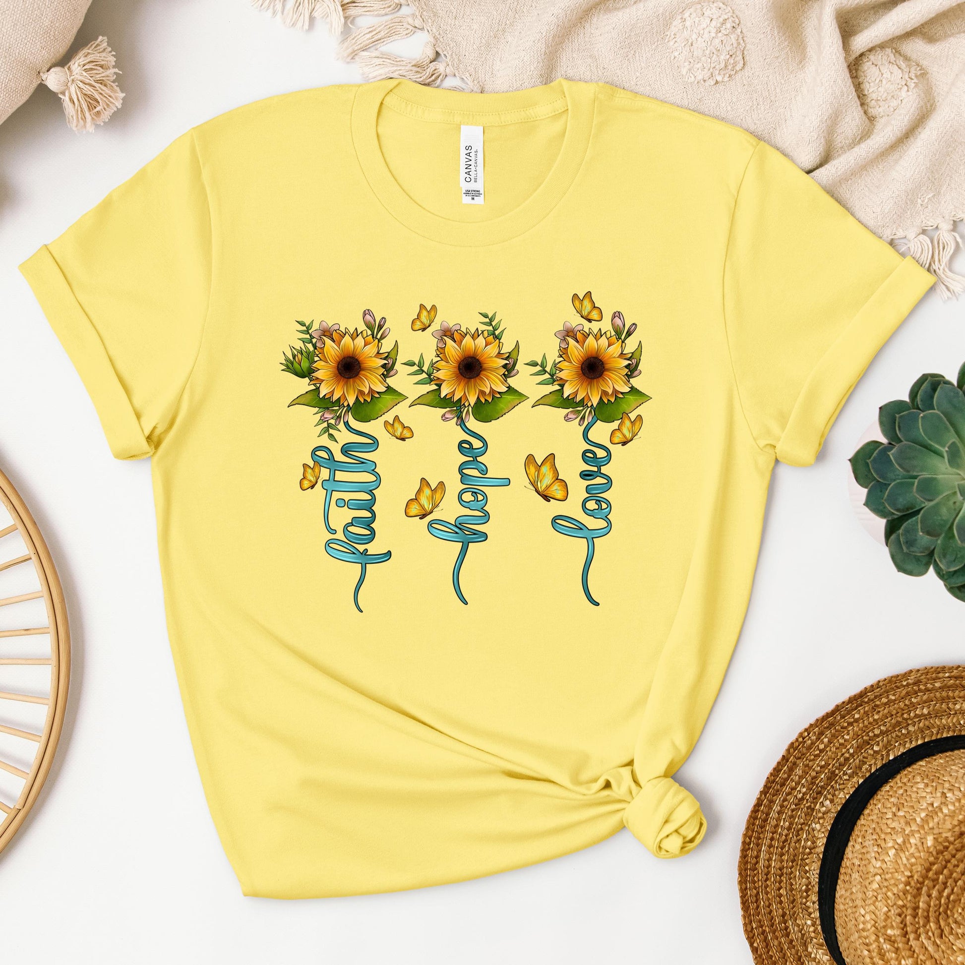 Faith Hope Love Sunflower Butterfly 03