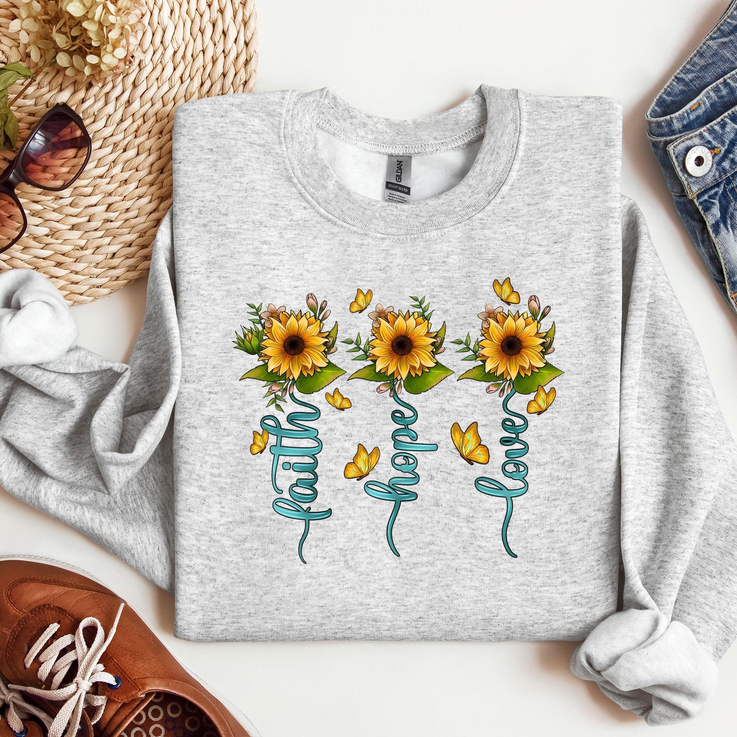 Faith Hope Love Sunflower Butterfly 03