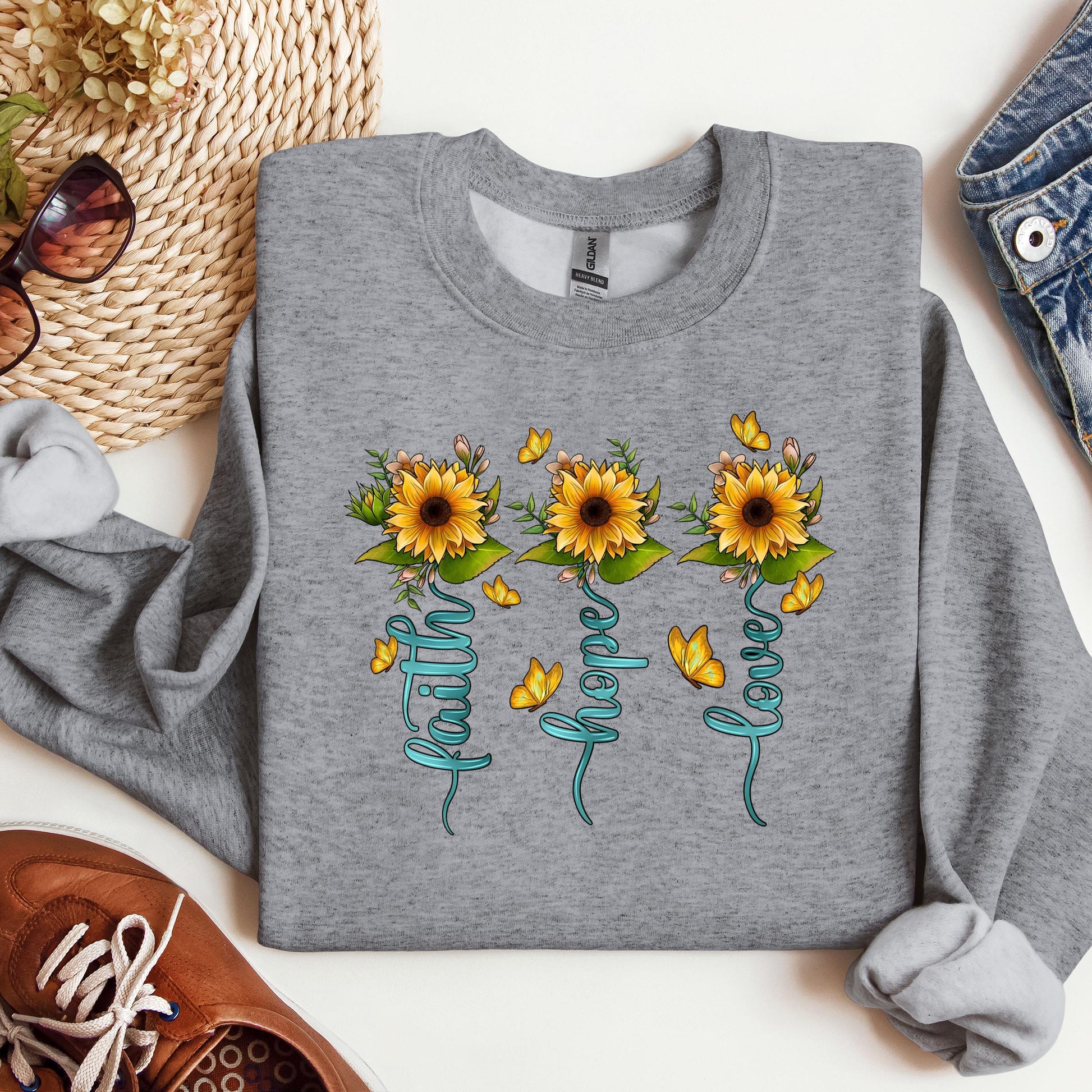 Faith Hope Love Sunflower Butterfly 03