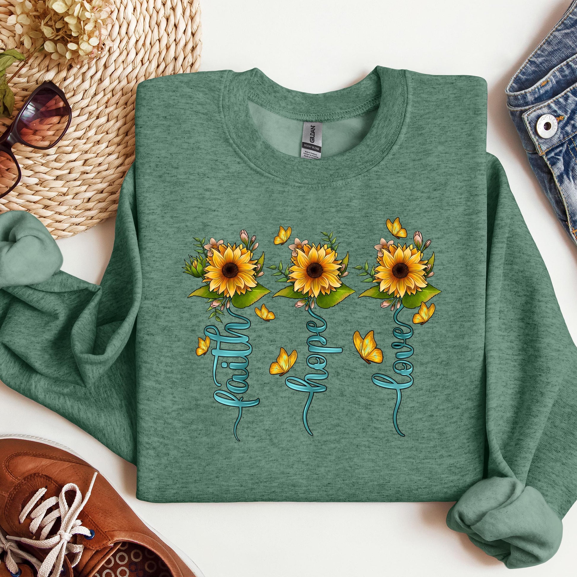 Faith Hope Love Sunflower Butterfly 03