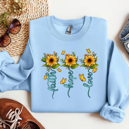 Faith Hope Love Sunflower Butterfly 03